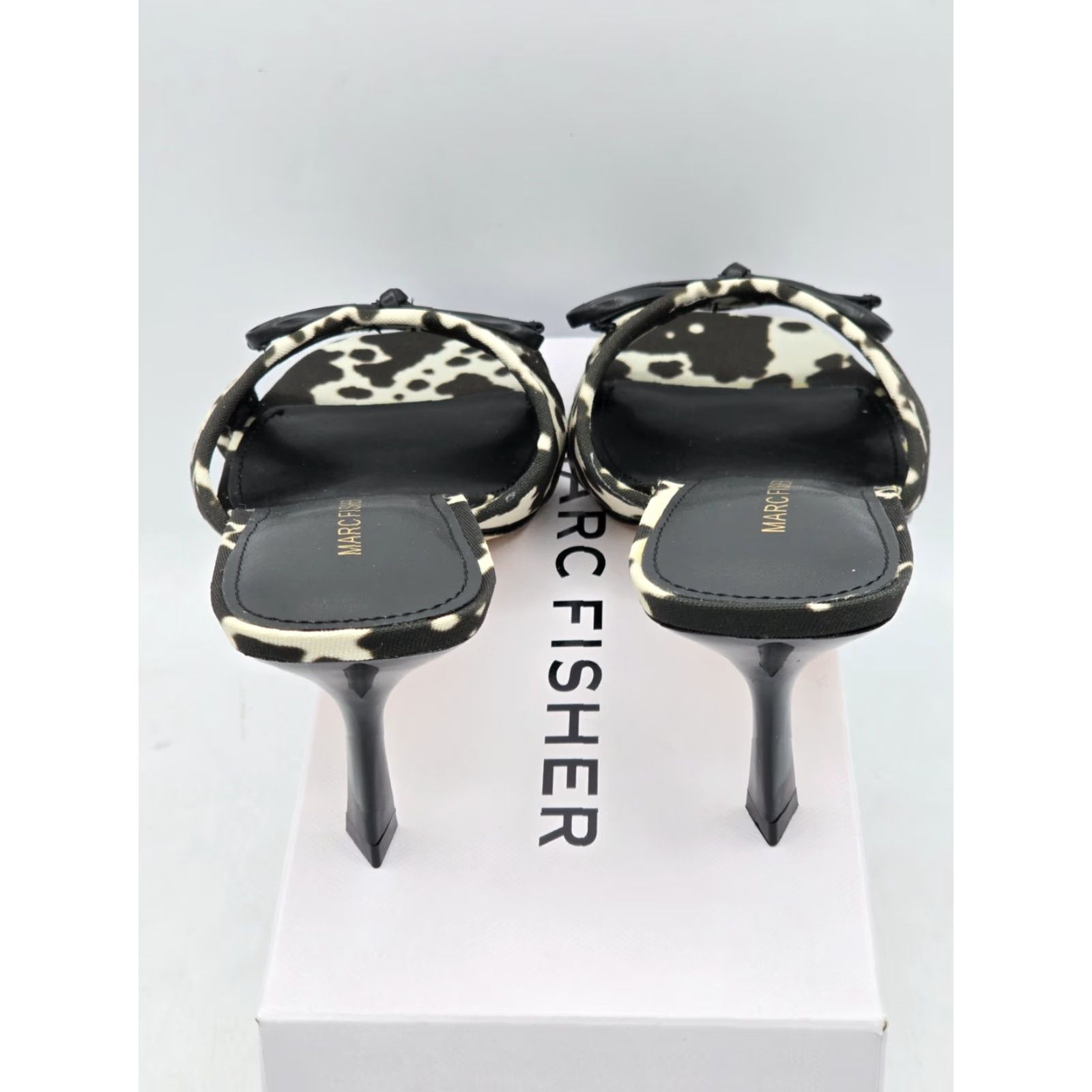 Marc Fisher Marc Fisher Delphy Sandal - Shoe White/Black Cow Print - Size 8M - Women - Faux Leather - Bow - Dress Sandals - 2-2.9 in Heel Size US 8 / IT 38 - 7 Thumbnail