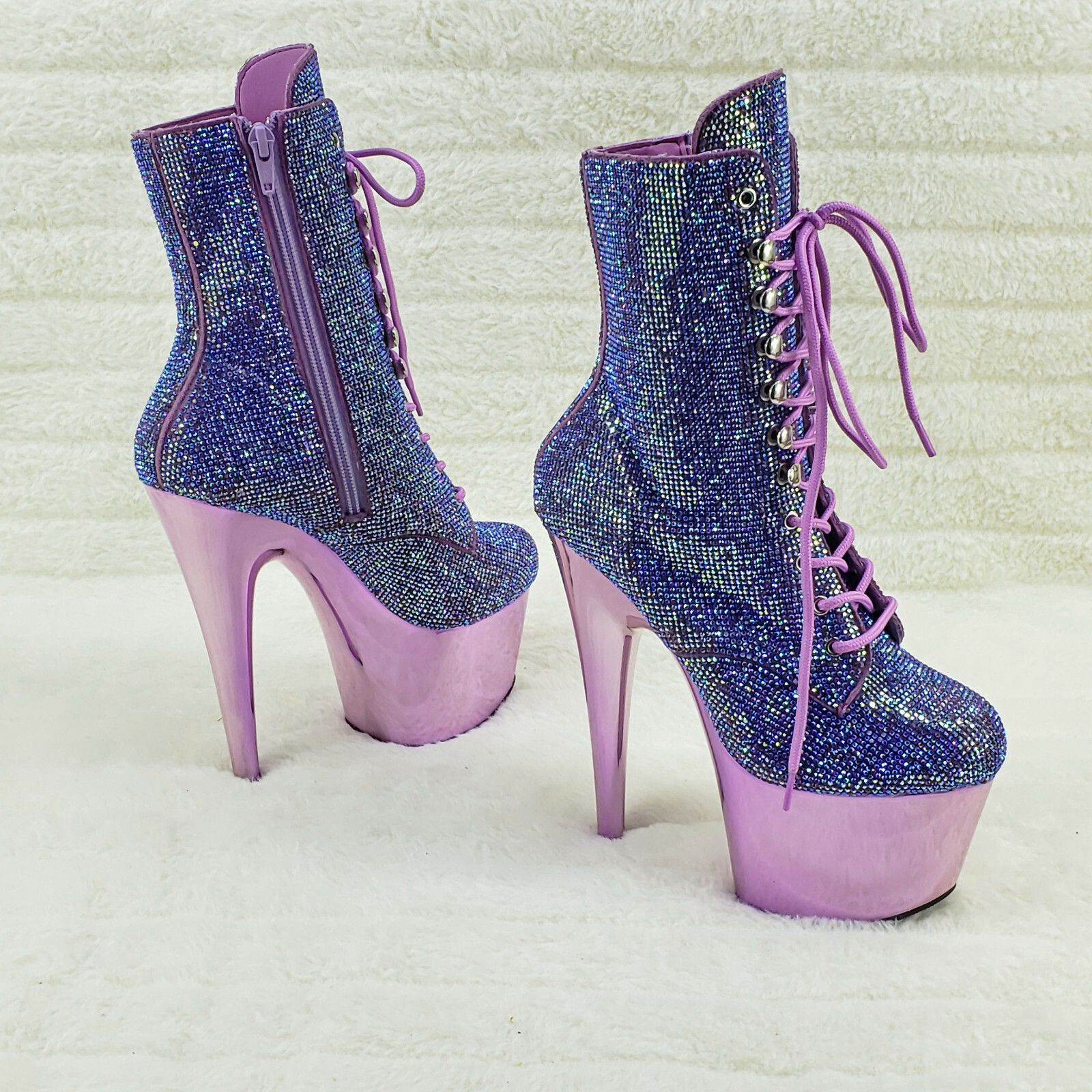 Other Adore 1020CHRS Bejeweled Purple Rhinestone 7" High Heel Plat Size US 10 / IT 40 - 5 Thumbnail