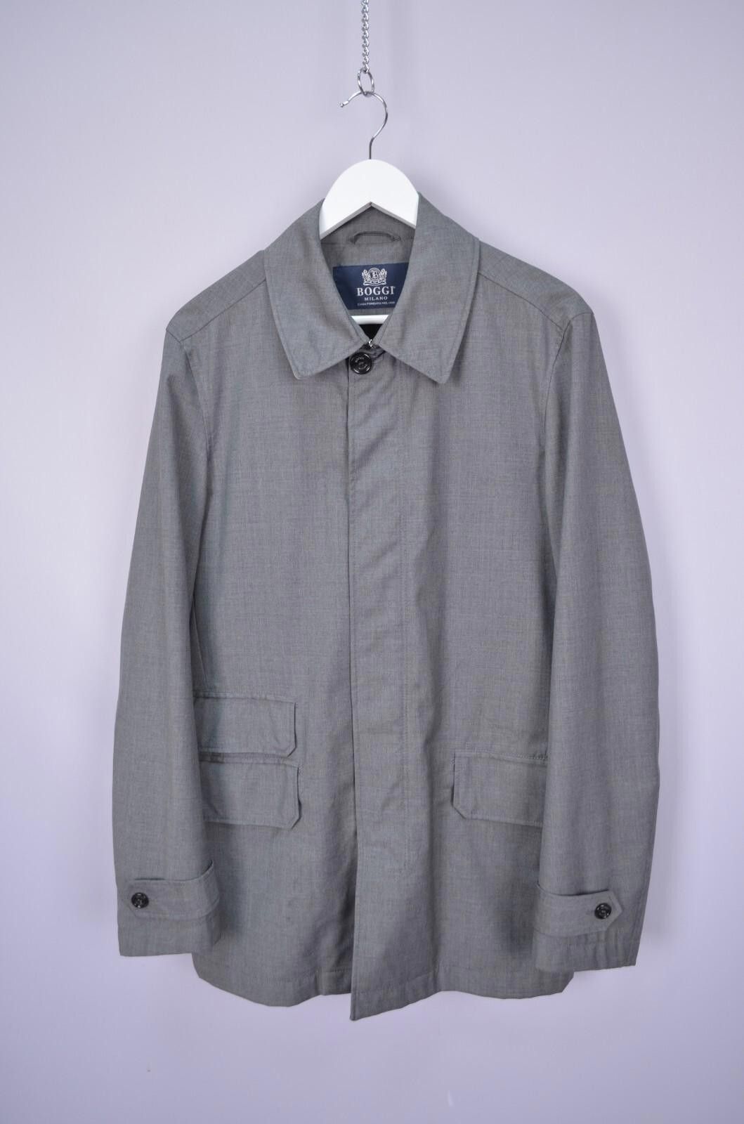 Boggi Mens Boggi Milano Wool Gray Stretch Trench Coat Jacket Sz 50 Size US L / EU 52-54 / 3 - 1 Thumbnail