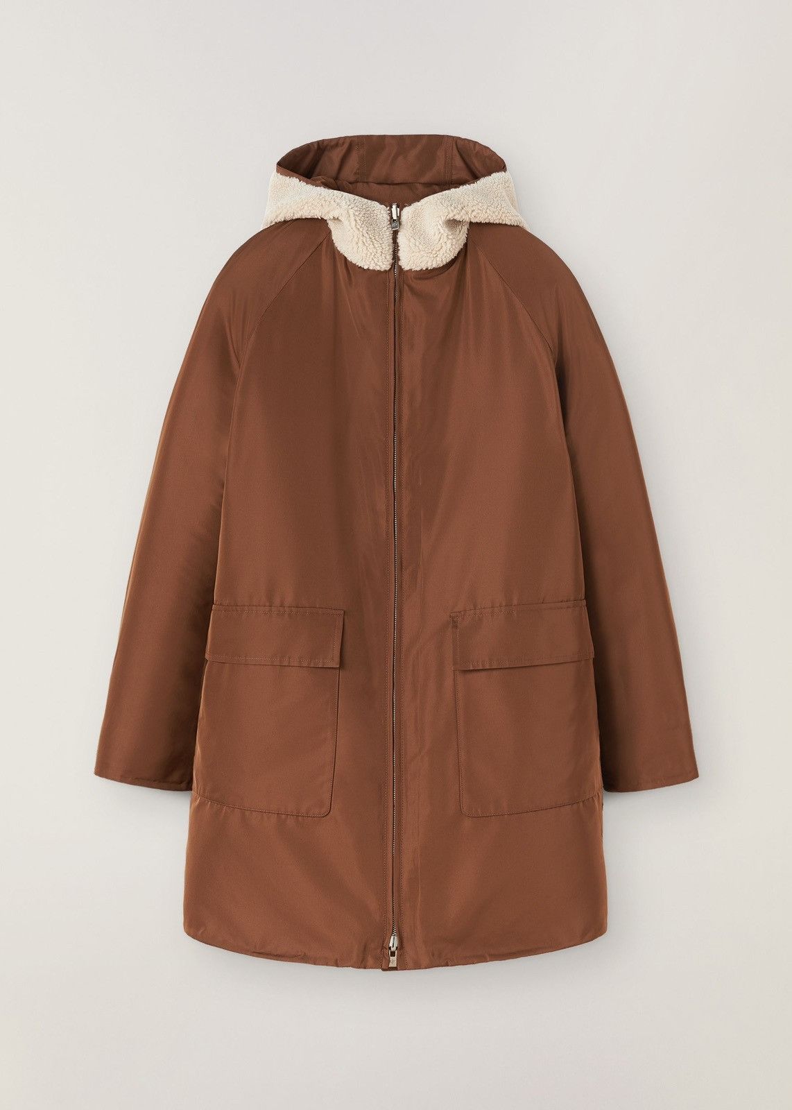 o1srvl11e0824 Reversible Conway Parka Jacket in Beige/Brown