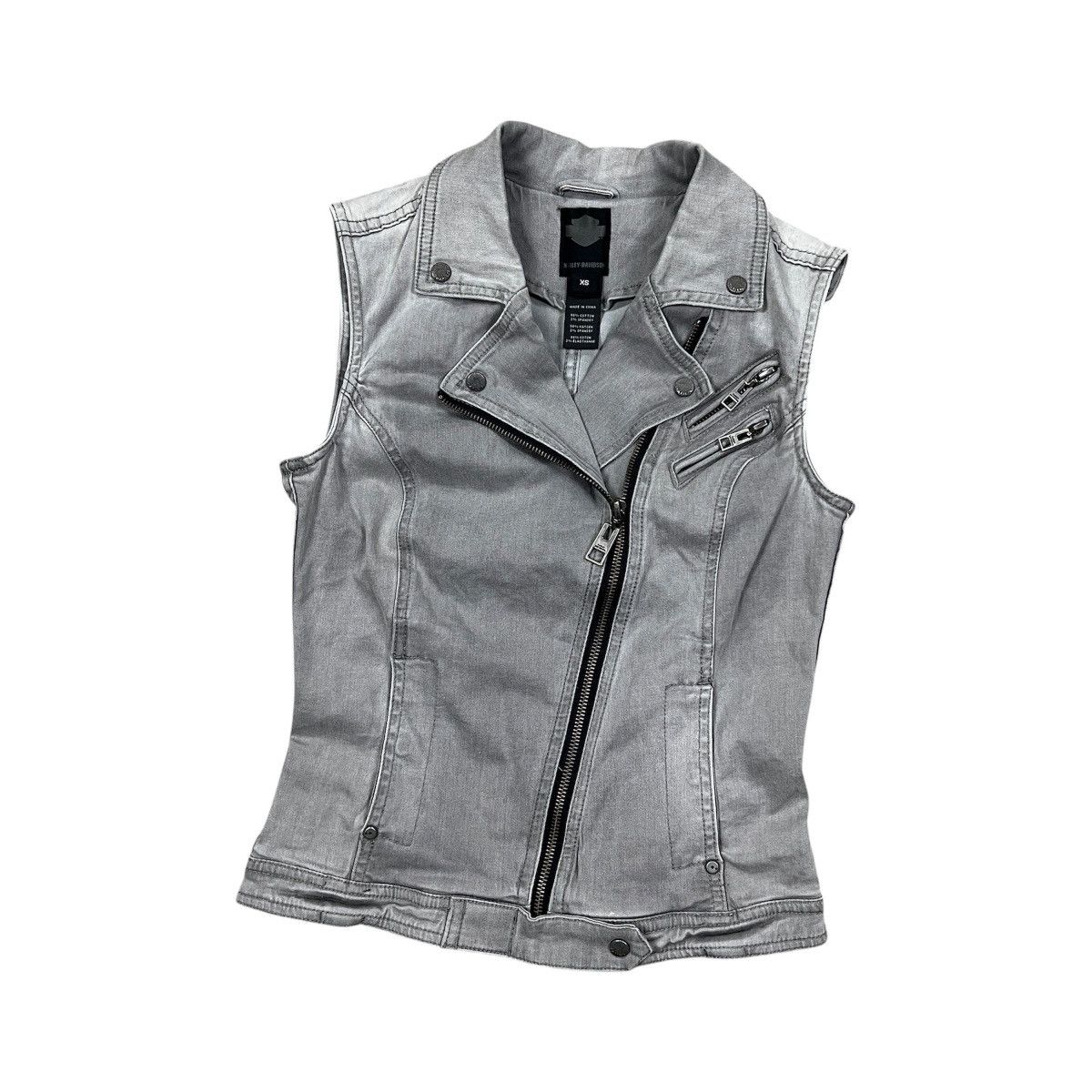 Harley Davidson Harley Davidson Grey Denim Moto Biker Vest Women’s Size XS Size XS / US 0-2 / IT 36-38 - 1 Thumbnail