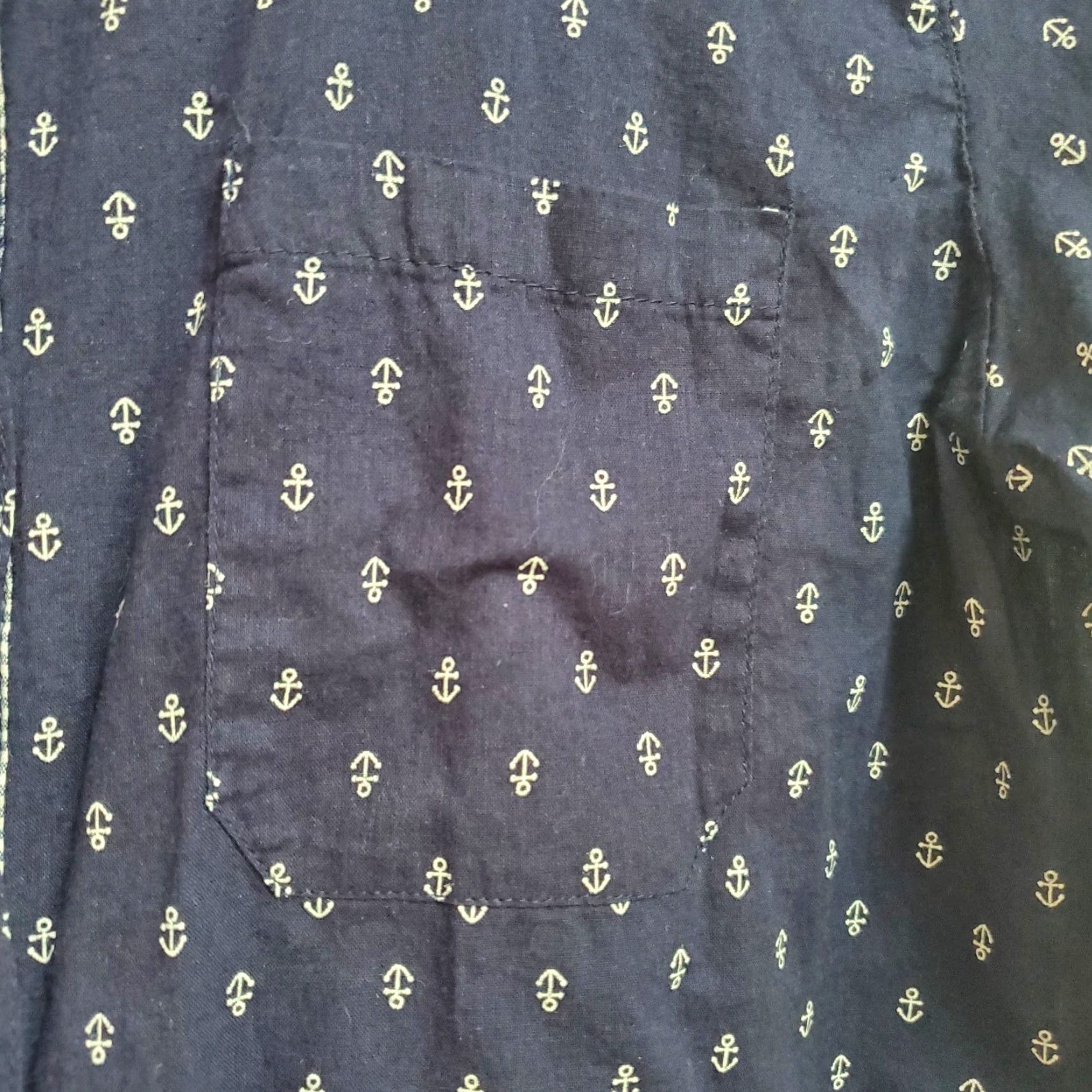 Vintage Eden & Olivia Button-Up Shirt Women PM Navy Blue Anchors Roll Tab Sleeve Casual Basic 100% Cotton Buttons Red Navy Nautical Size M / US 6-8 / IT 42-44 - 5 Thumbnail