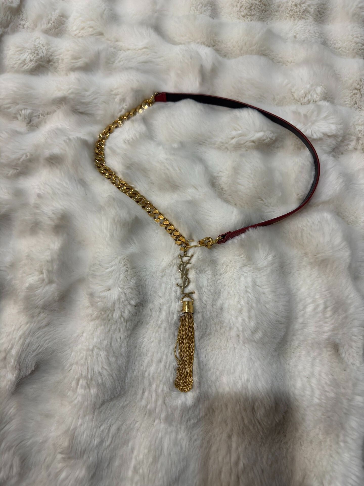 Yves Saint Laurent YSL Gold Logo Tassel Belt Size ONE SIZE - 1 Thumbnail