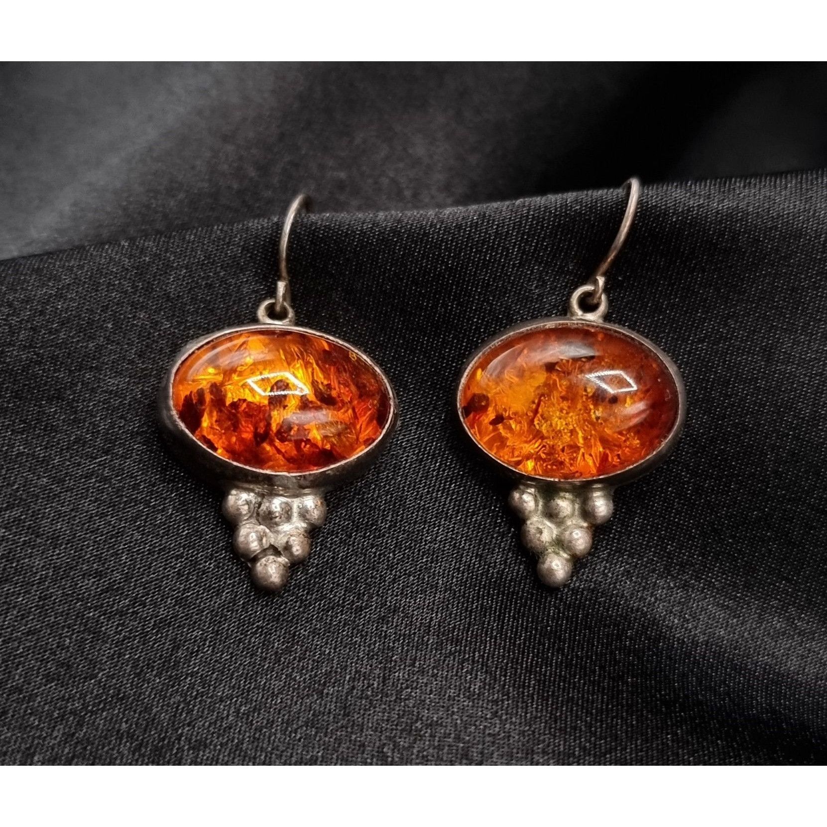 Vintage Vintage 925 Sterling Silver Amber Drop Earrings Size ONE SIZE - 3 Thumbnail