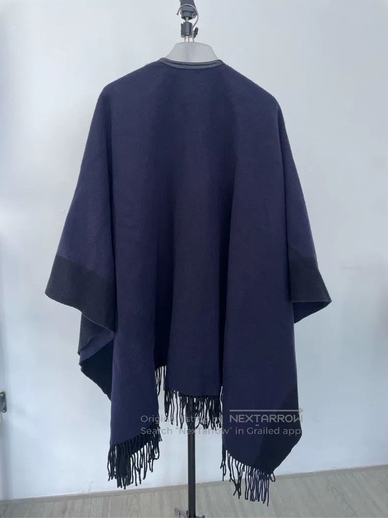 Hermes Hermes Double-sided leather fringed cloak, blue and black Size M / US 6-8 / IT 42-44 - 5 Thumbnail