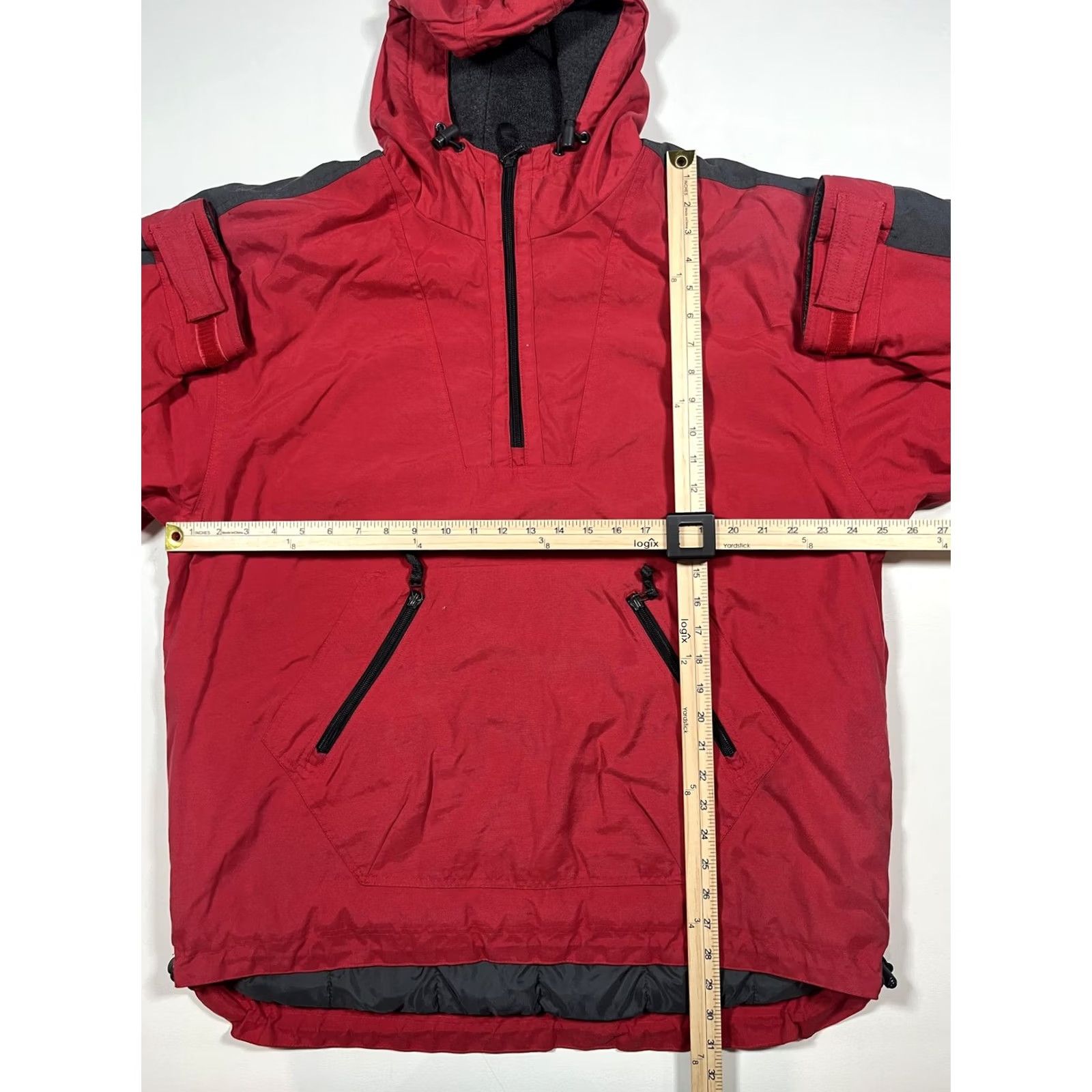 Gap GAP Jacket Mens Large Red Gray Hooded Anorak Pullover Fleece Lined Half Zip Size US L / EU 52-54 / 3 - 7 Thumbnail