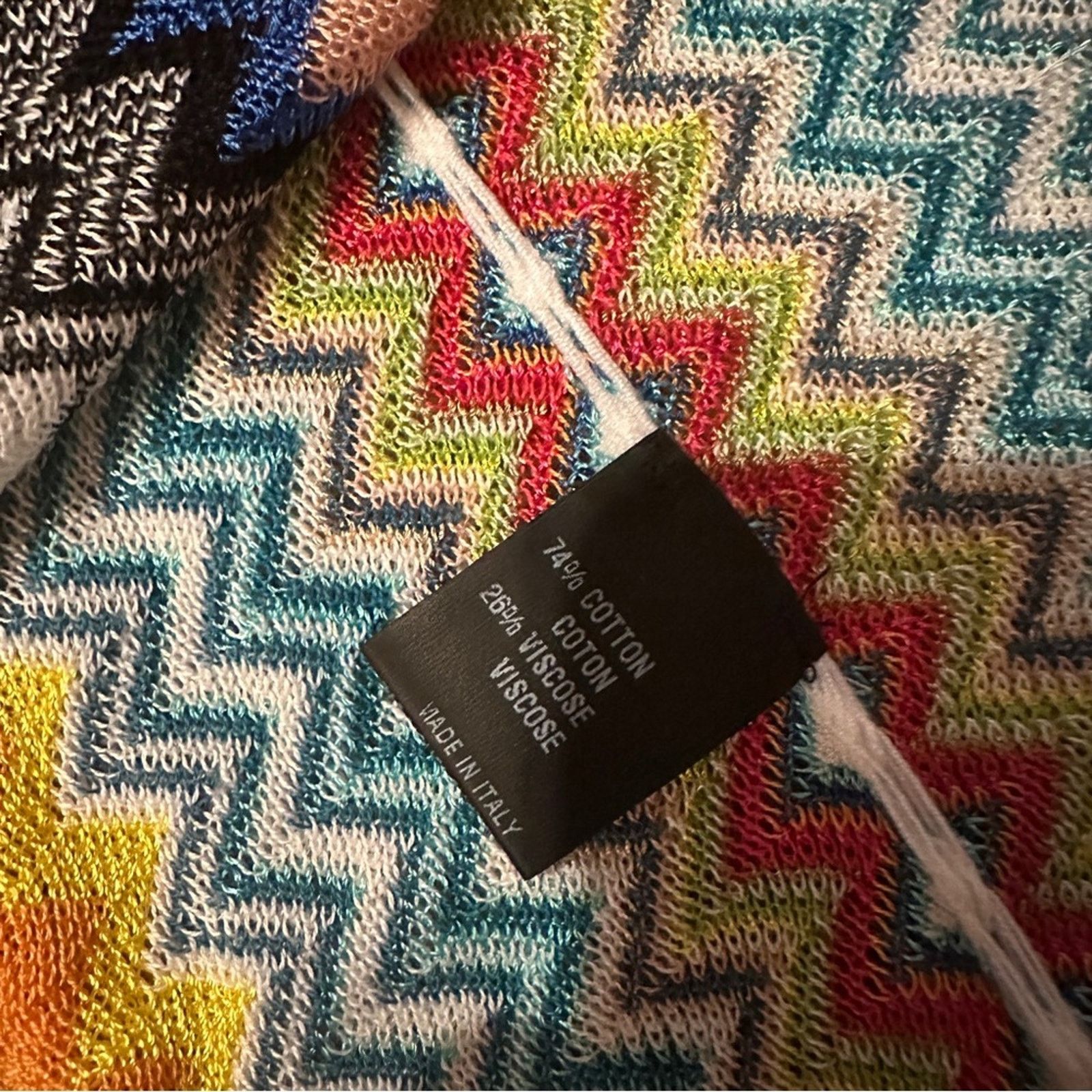 Missoni Multicolor Rainbow Chevron Fringe Pullover Poncho