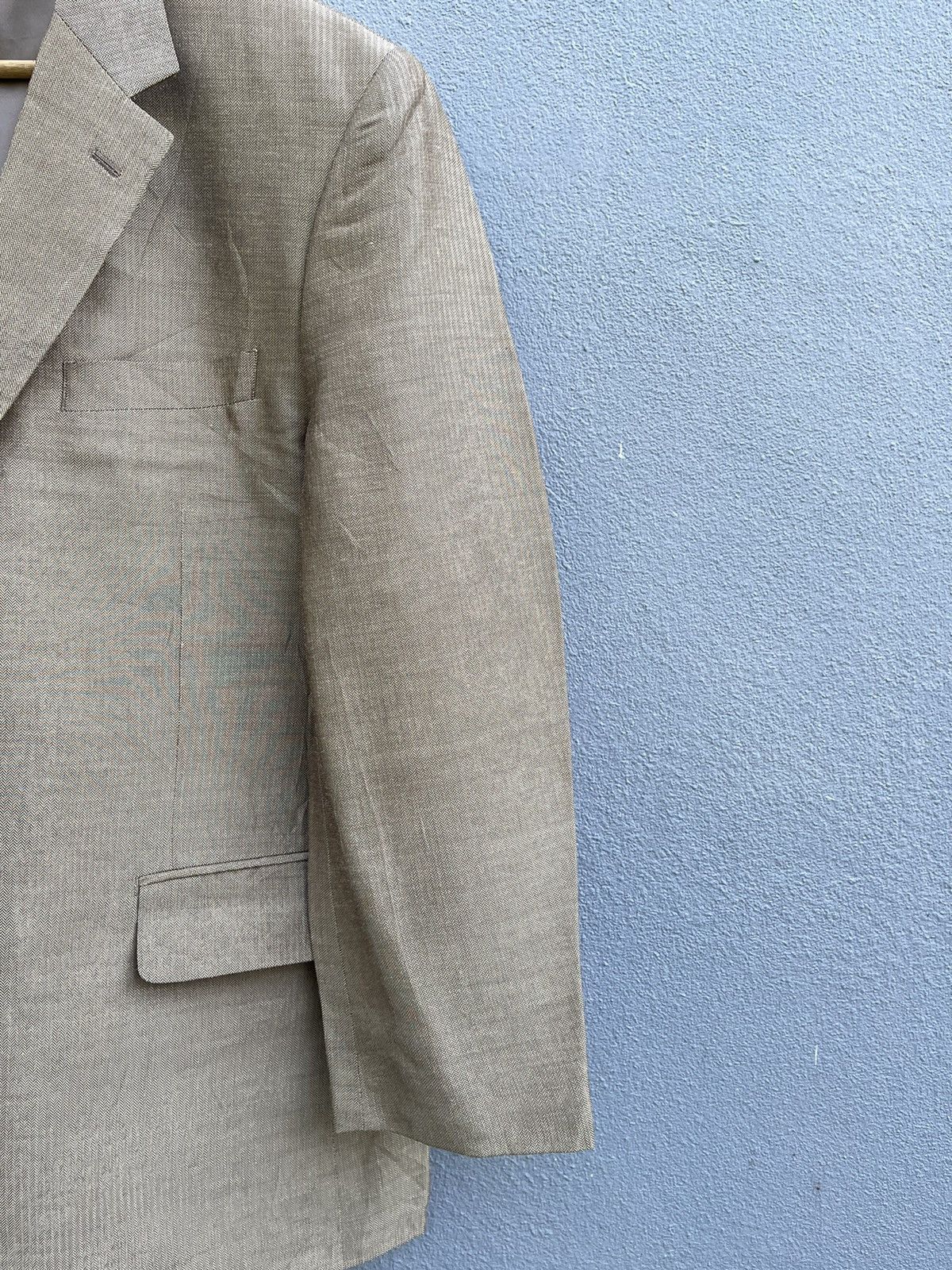 Designer Vintage Kansai Yamamoto SISSY Beige Herringbone Blazer Size 42L - 7 Thumbnail