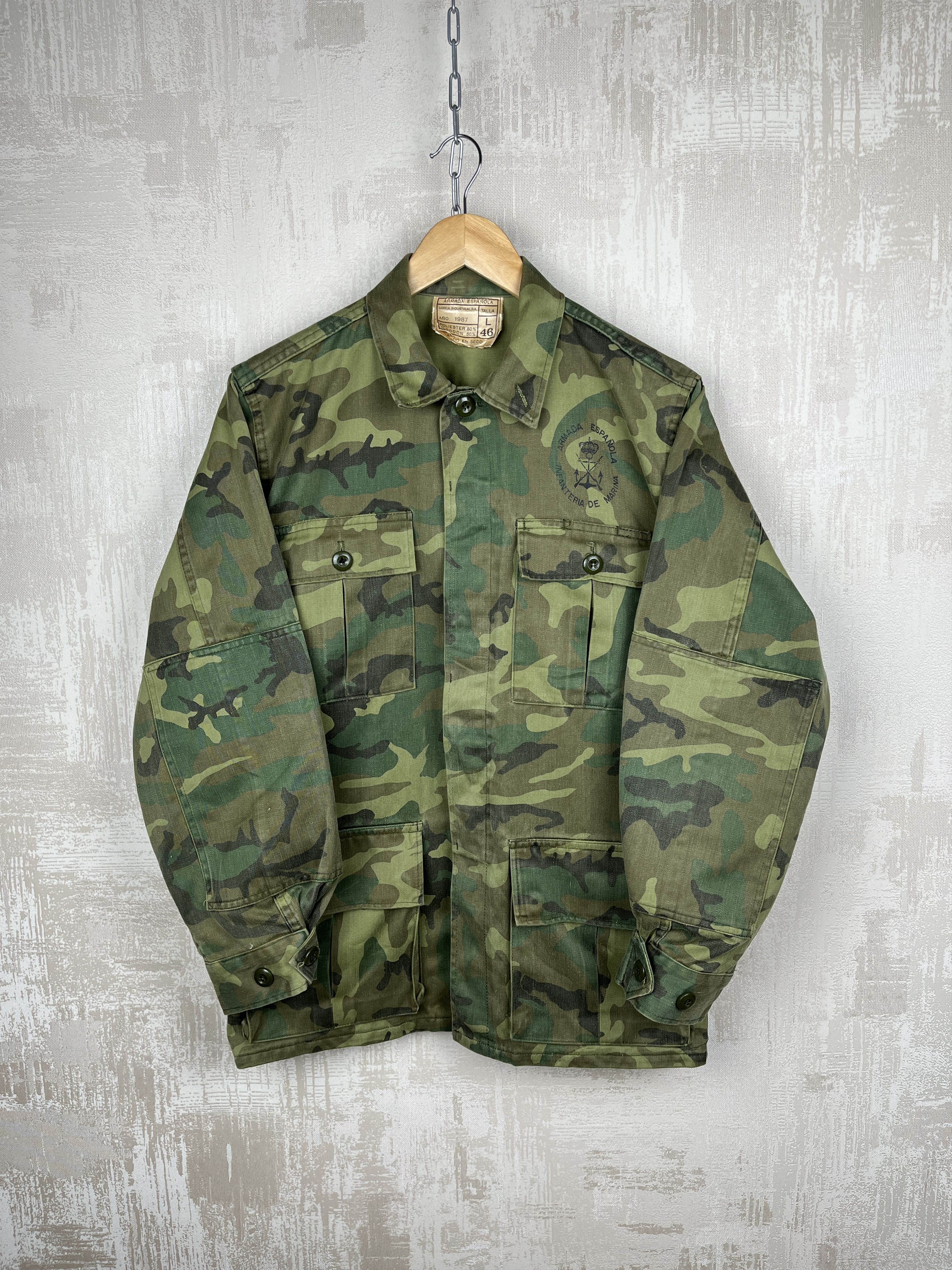 Vintage 80's Vintage Spanish Army Armada Espanola Woodland Jacket Size US S / EU 44-46 / 1 - 1 Thumbnail