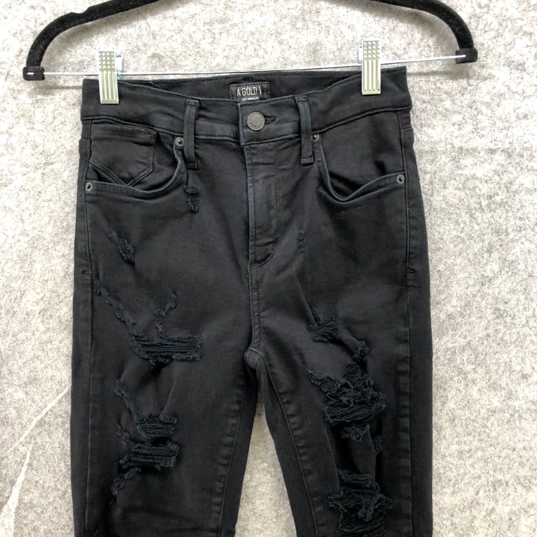 Agolde AGOLDE Sophie Black Jeans Size 26 Distressed High Waisted Womens Skinny Slim Denim 5-Pocket Zip Fly Vintage? (if null) Size 26" / US 2 / IT 38 - 3 Thumbnail