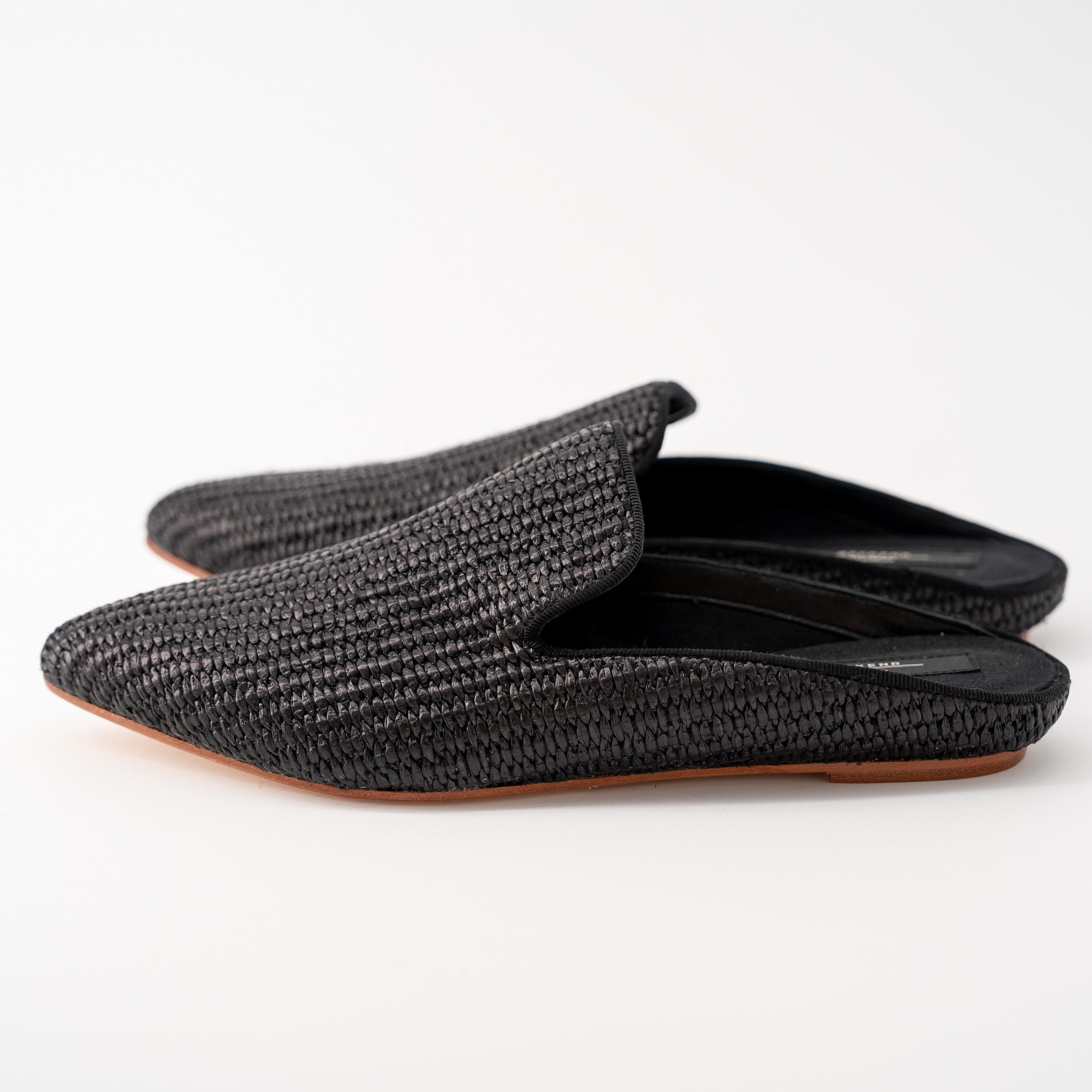 Weekend Max Mara 40 Max Mara Weekend Black Tela Raffia Mules Slippers Slip on Size US 10 / IT 40 - 4 Thumbnail