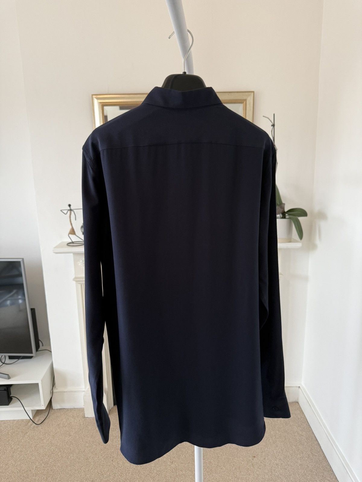 Hedi Slimane × Saint Laurent Paris FW14 Saint Laurent Silk Navy Plain Shirt Size US XL / EU 56 / 4 - 6 Thumbnail