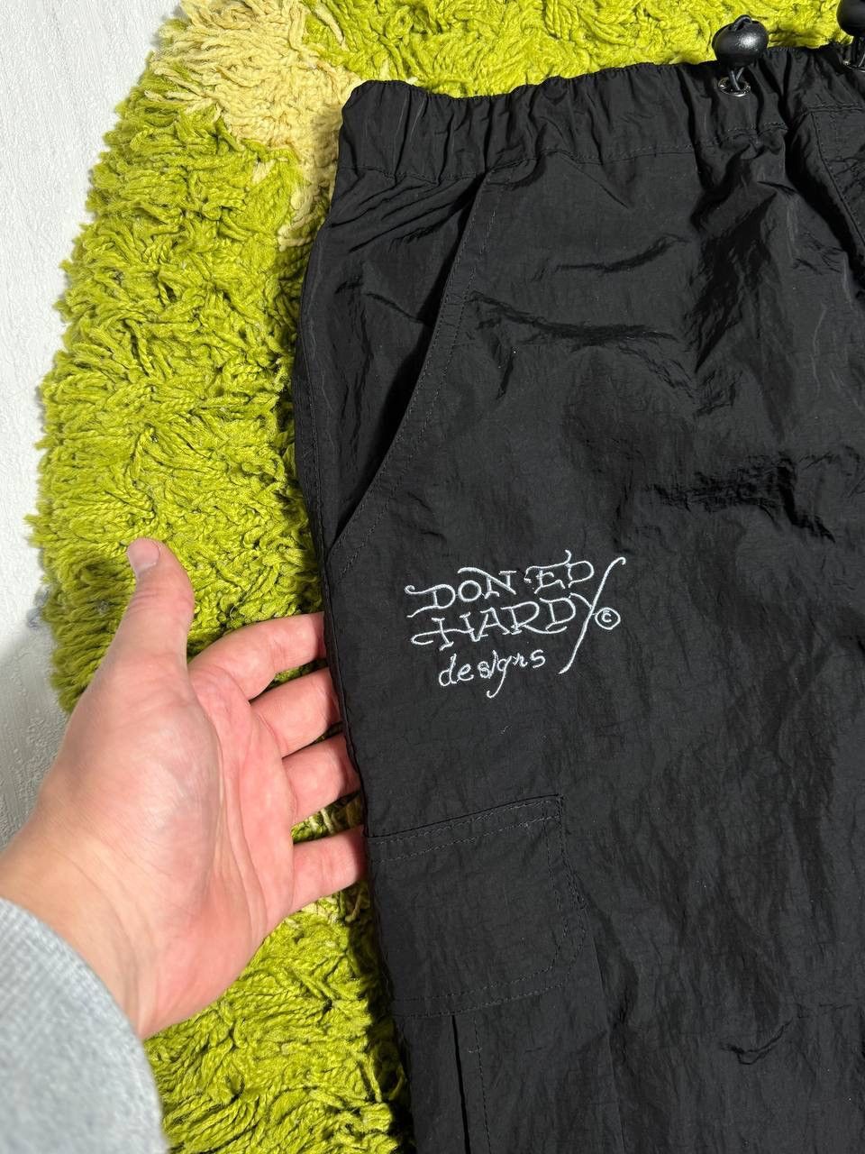 Ed Hardy Ed Hardy Black Nylon Dragon Embroidered Cargo Pants Size 32" / US 10 / IT 46 - 6 Thumbnail