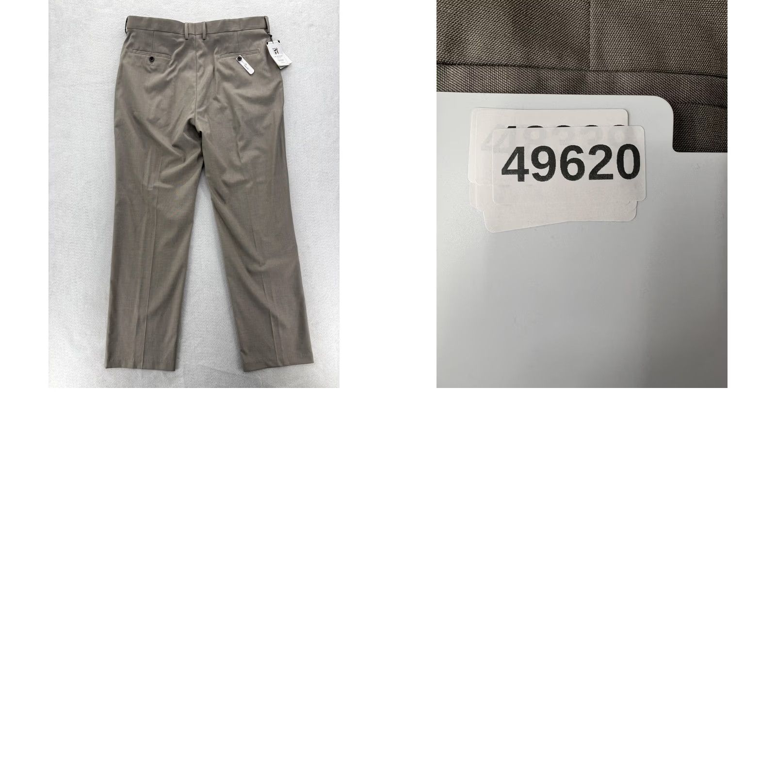 Haggar J.M. Haggar Premium Stretch Dress Pants Mens 38x34 Beige Classic Fit Flat Front Pockets Slim Straight Slant Pocket Business Formal Wedding Size US 38 / EU 54 - 9 Thumbnail