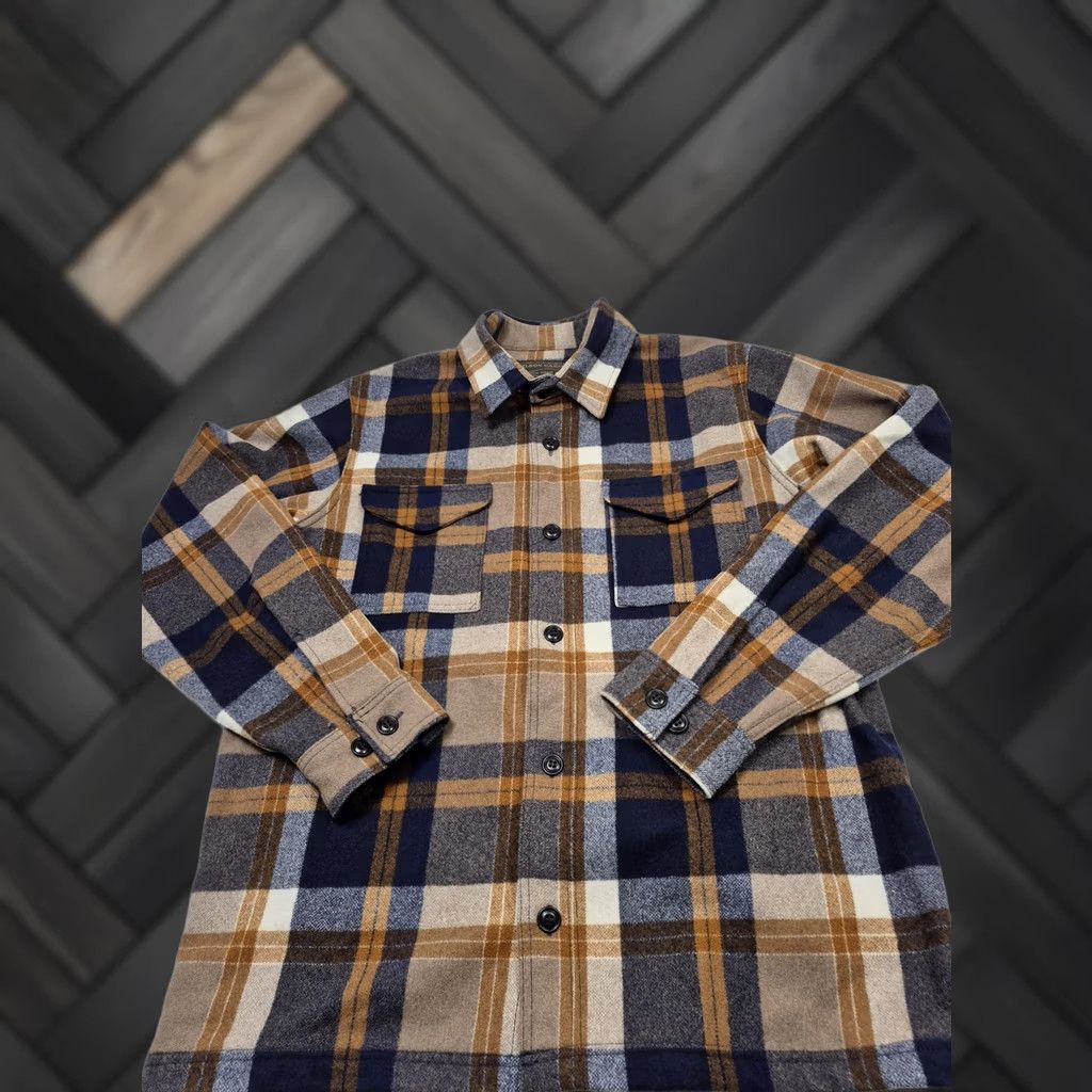 Filson VINTAGE Filson Wool Jac-Shirt LT Navy/Bronze Workwear Limited Edition Shirt Mens LT Heavyweight Flannel Plaid Size US L / EU 52-54 / 3 - 1 Thumbnail