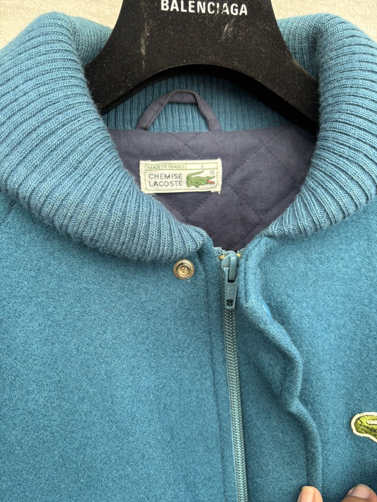 Lacoste 80s Lacoste Ribbed Shawl Collar Wool Bomber Jacket Size US L / EU 52-54 / 3 - 9 Thumbnail