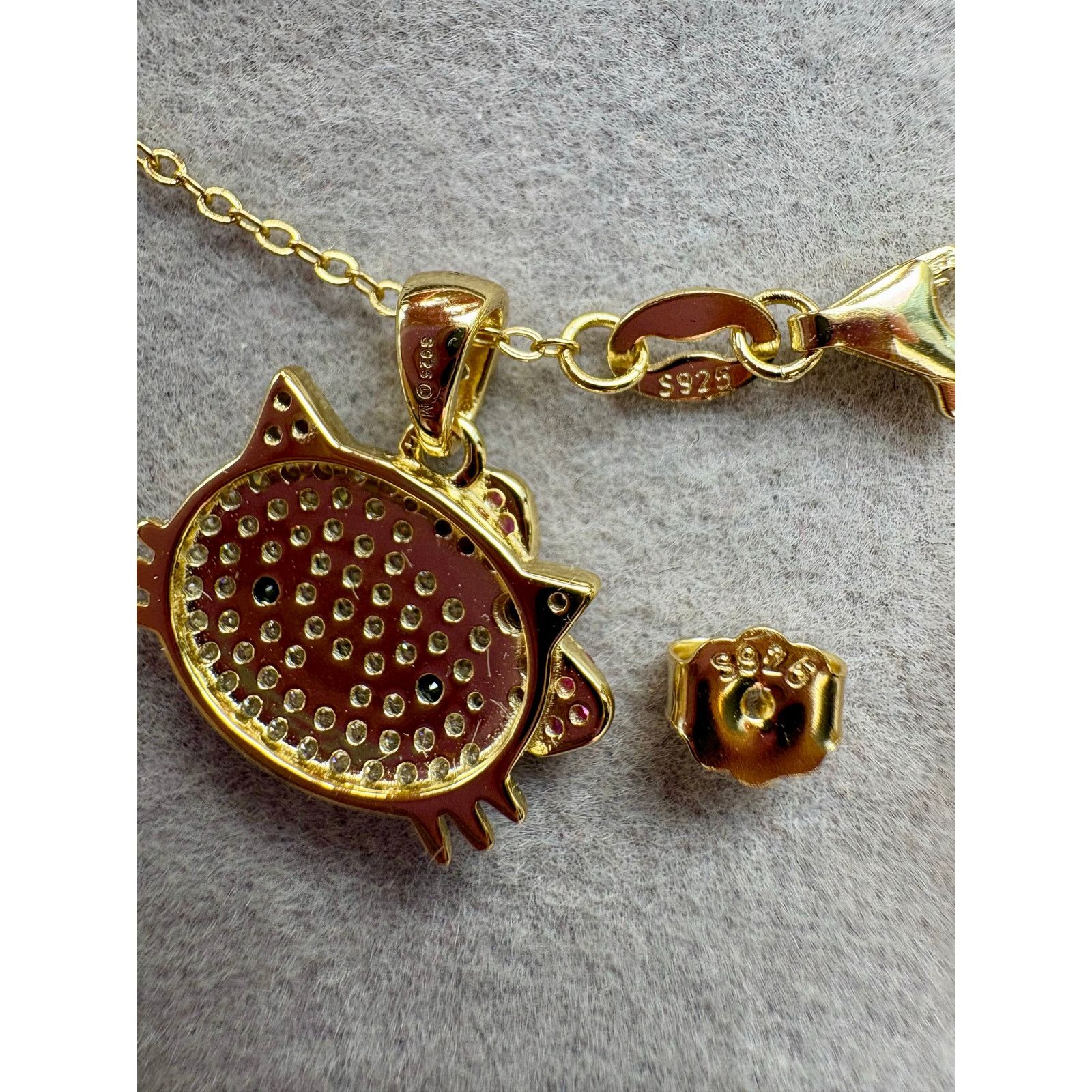 Jewelry Hello Kitty Moissanite Necklace & Earring Set - Vermeil/925 Size ONE SIZE - 4 Thumbnail