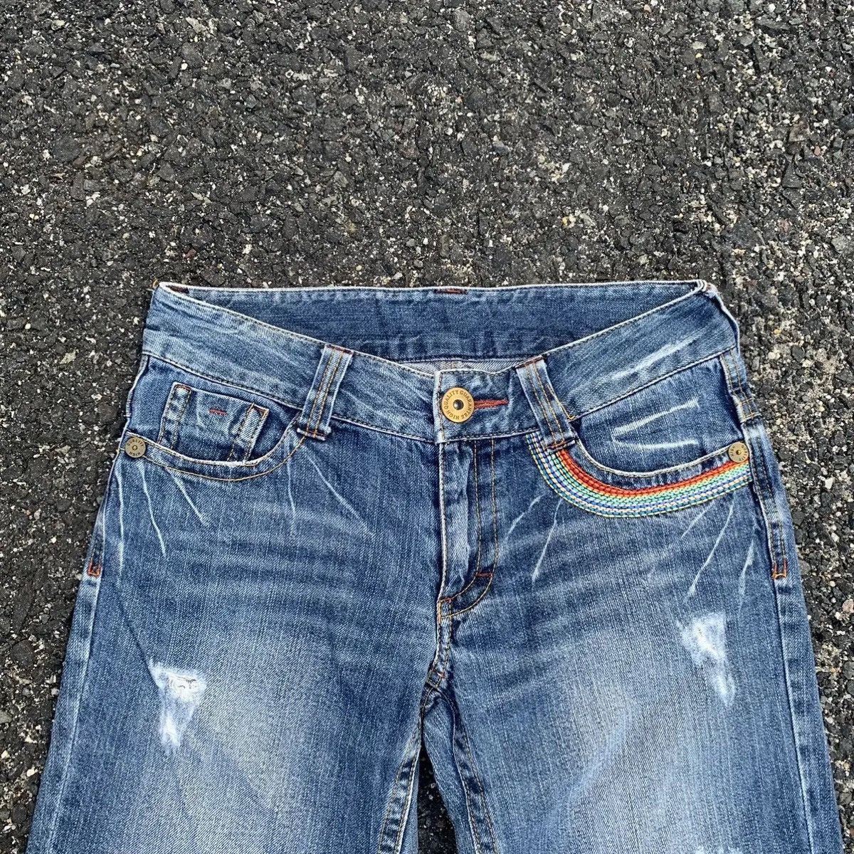 Rainbow HOT ‼️ Flare Jeans Japanese Vintage Wide Legs Ripped Pants Size US 29 - 2 Thumbnail