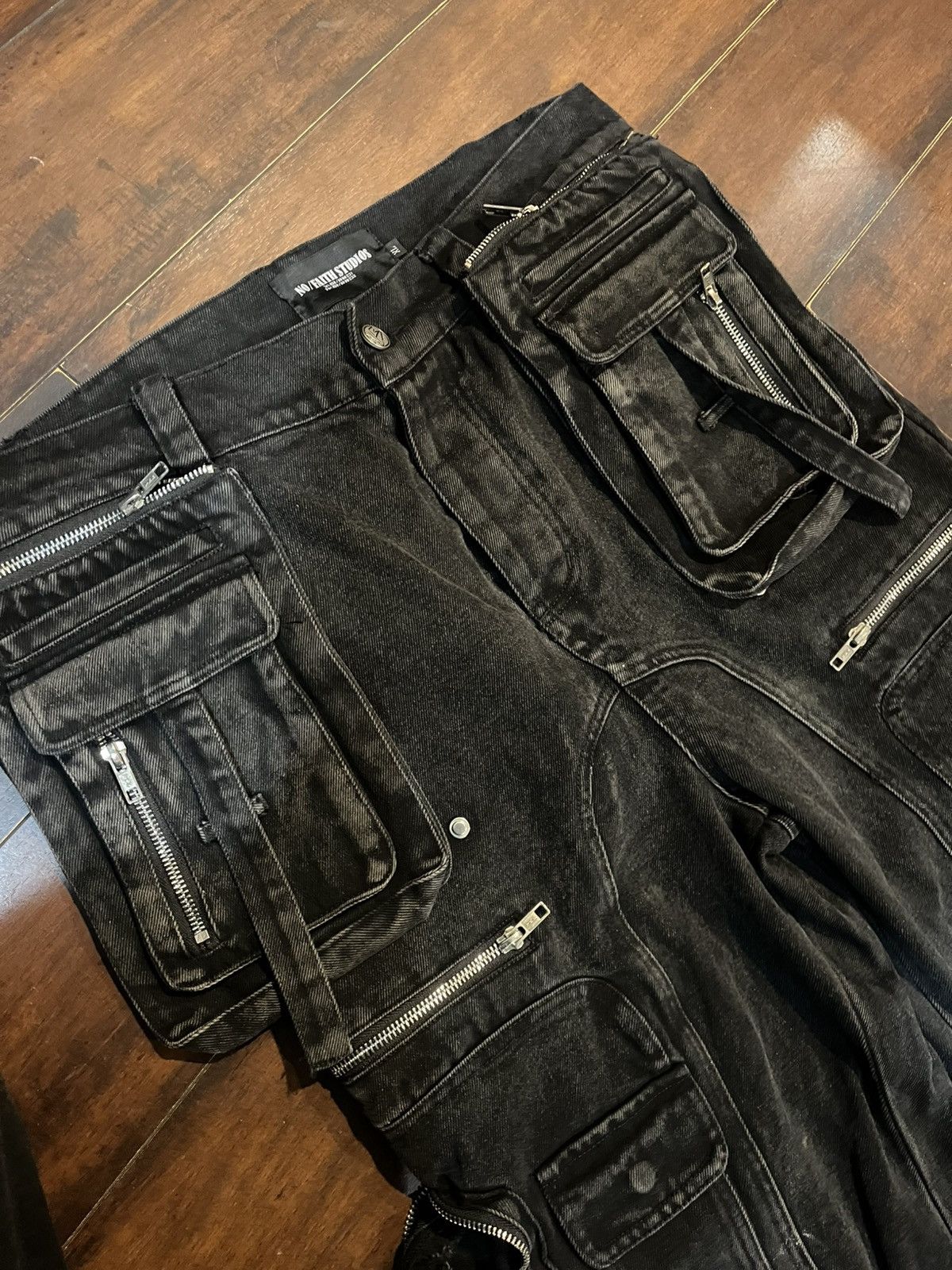 No Faith Studios No/Faith Studios Black Heavy Cargo Jeans XL | Grailed