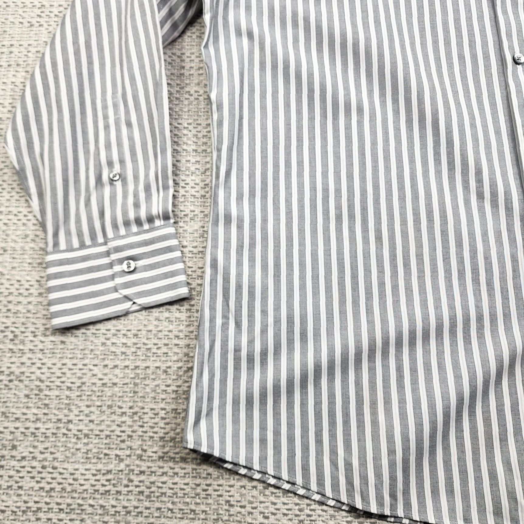Murano Murano Shirt Mens 17.5 34 Slim Dress Non Iron Striped Button Up Size 48R - 3 Thumbnail