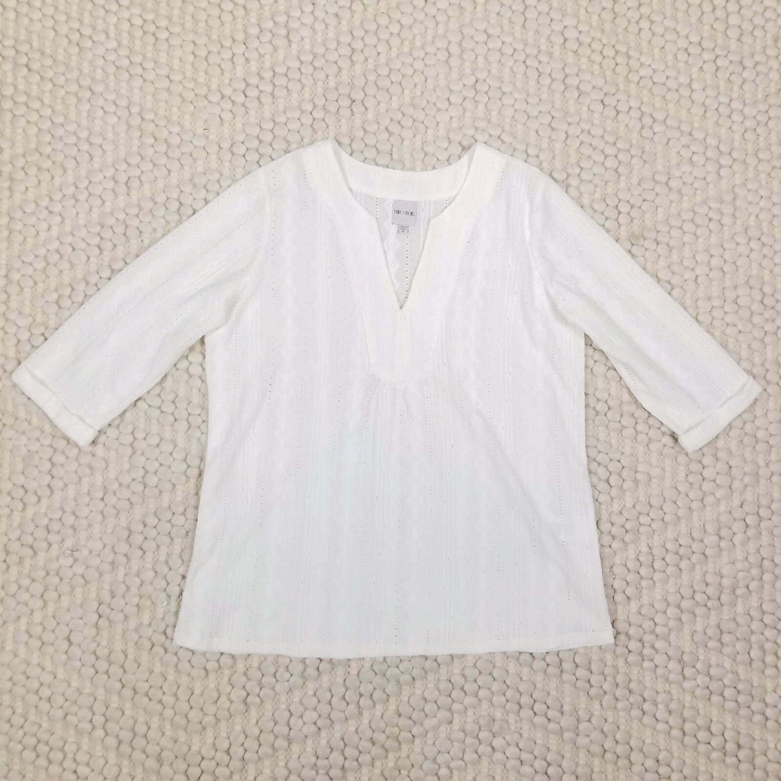 NIC+ZOE Nic+Zoe Angled Lace Blouse Milk Sz Small Size S / US 4 / IT 40 - 6 Thumbnail