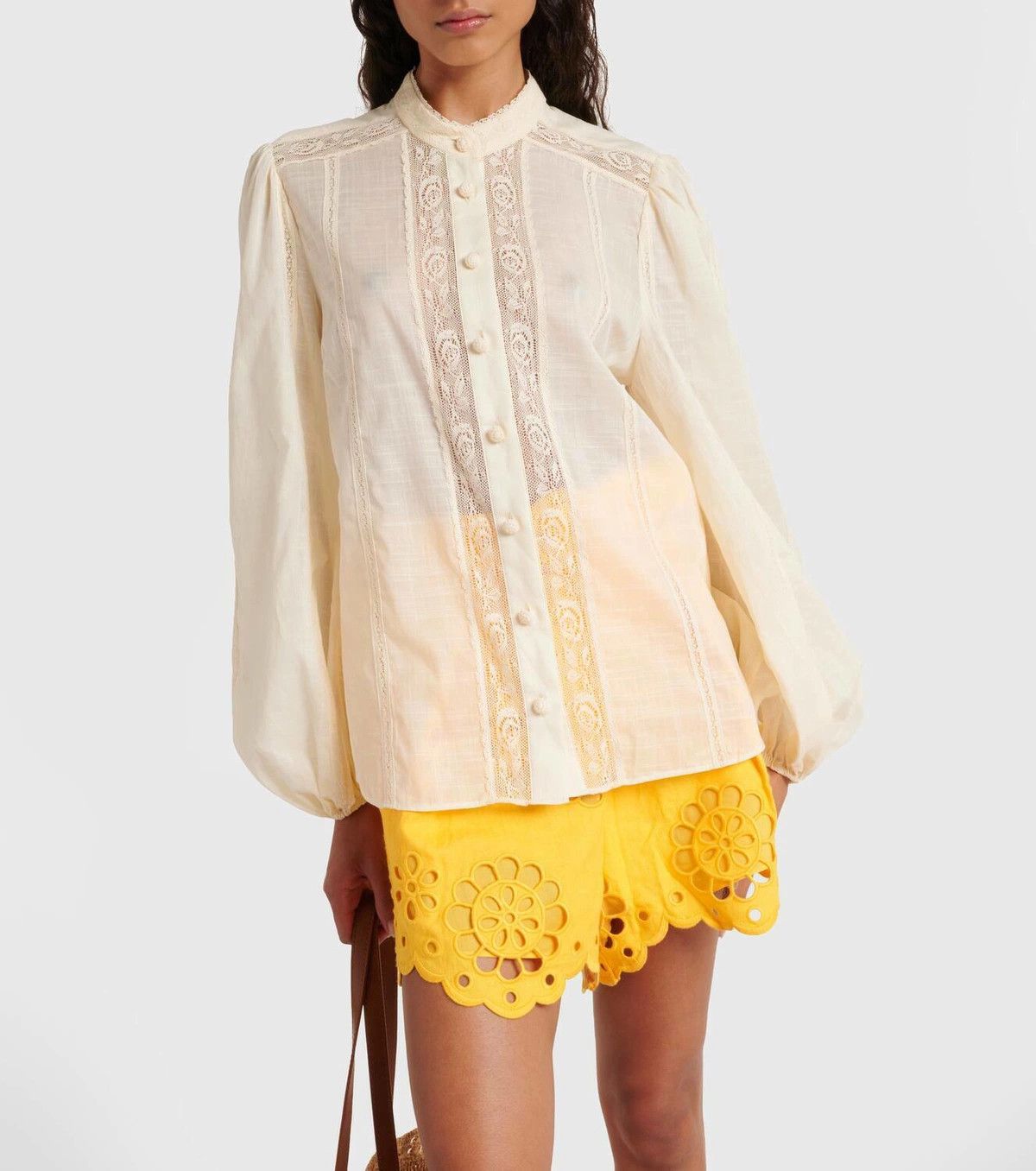 Zimmermann oc11z0226 Halliday Lace-Trimmed Cotton-Voile Shirt In Cream Size M / US 6-8 / IT 42-44 - 5 Thumbnail