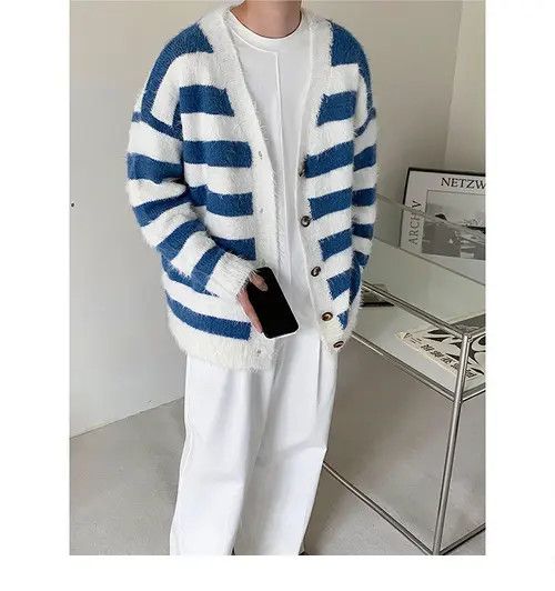 VIBE Striped Cardigan Knit Sweater Size US M / EU 48-50 / 2 - 7 Thumbnail