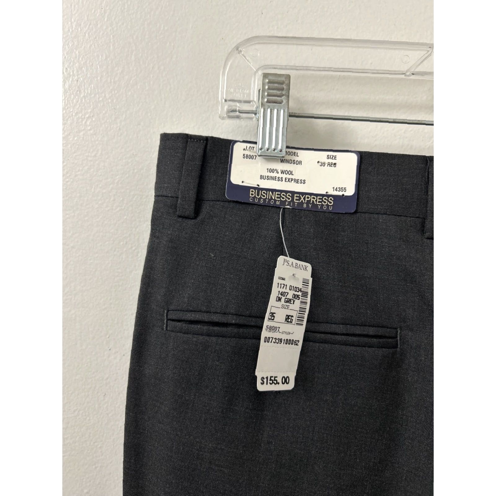 Jos. A. Bank VINTAGE? No. Jos A Bank Pants 35x37 Dark Gray Windsor 100% Wool Pleated YKK NWT 55 Msrp Size US 35 - 7 Thumbnail