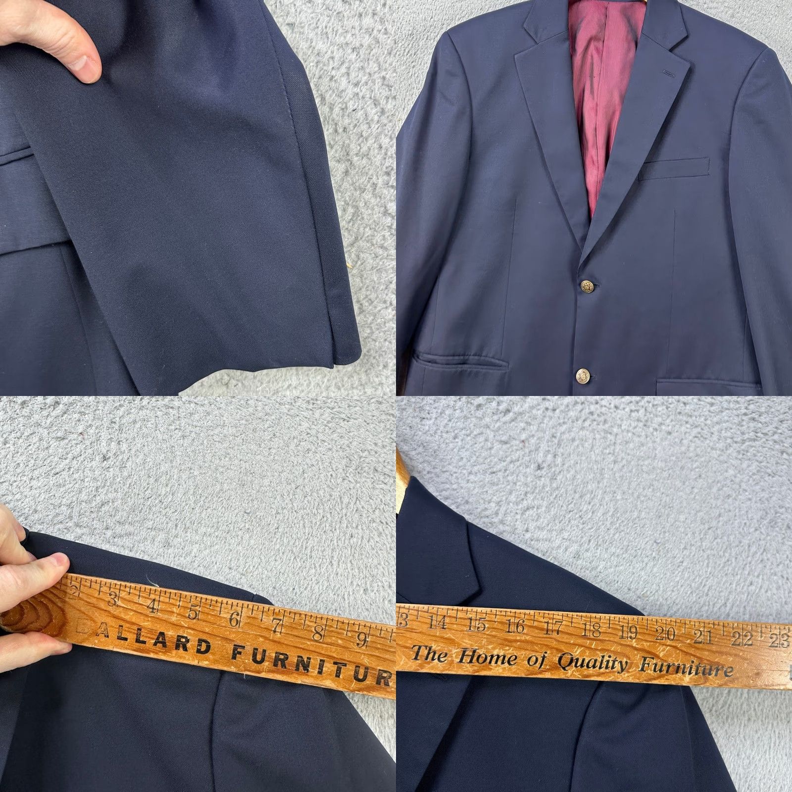 Pendleton Pendleton Wool Blend Blazer Sport Coat Mens 44R Navy Blue 2 Button Long Sleeve Gray Notch Lapel Business Formal Jacket Size US XXL / EU 58 / 5 - 8 Thumbnail