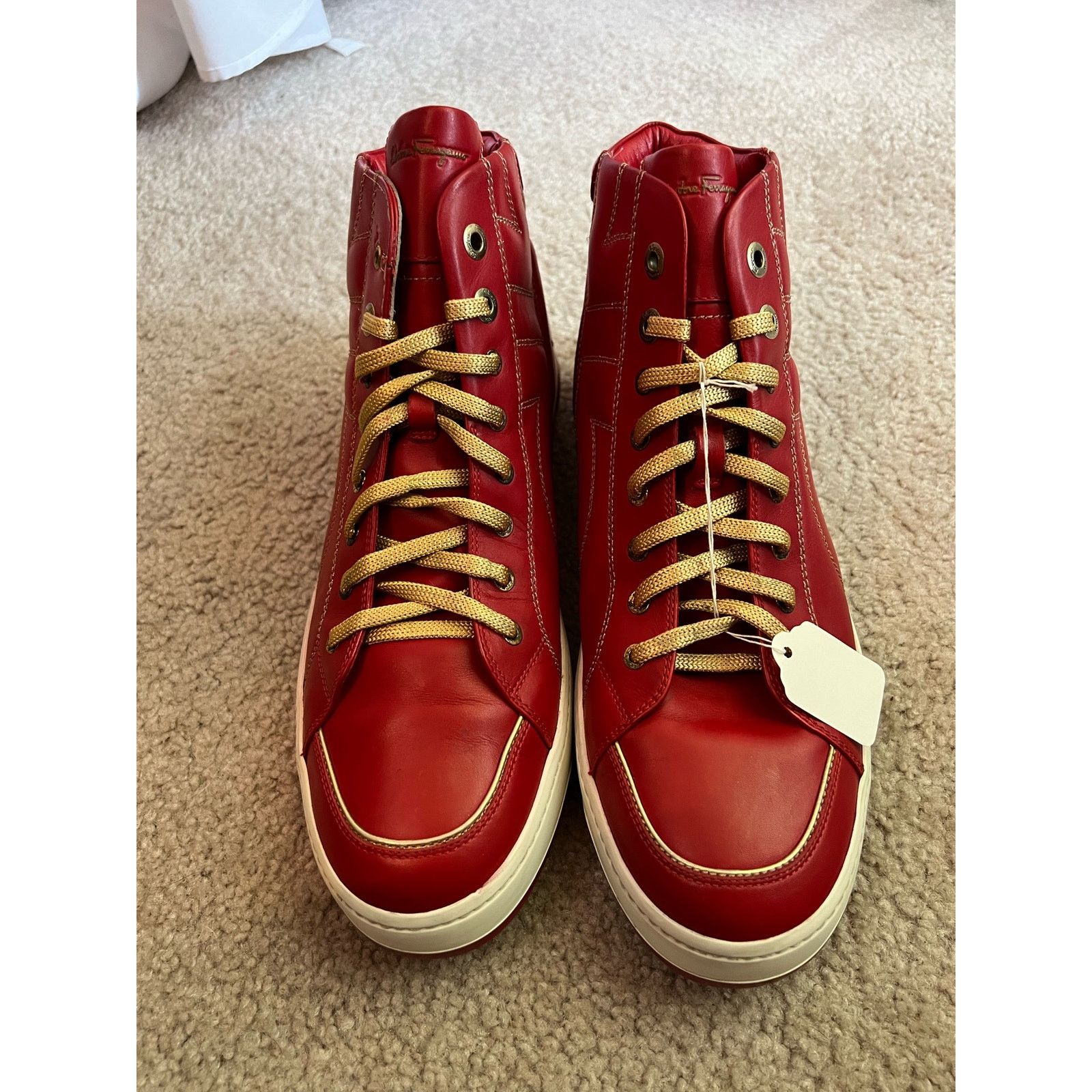 Salvatore Ferragamo Ferragamo Red High Top Sneakers Size 13 Size US 13 / EU 46 - 3 Thumbnail