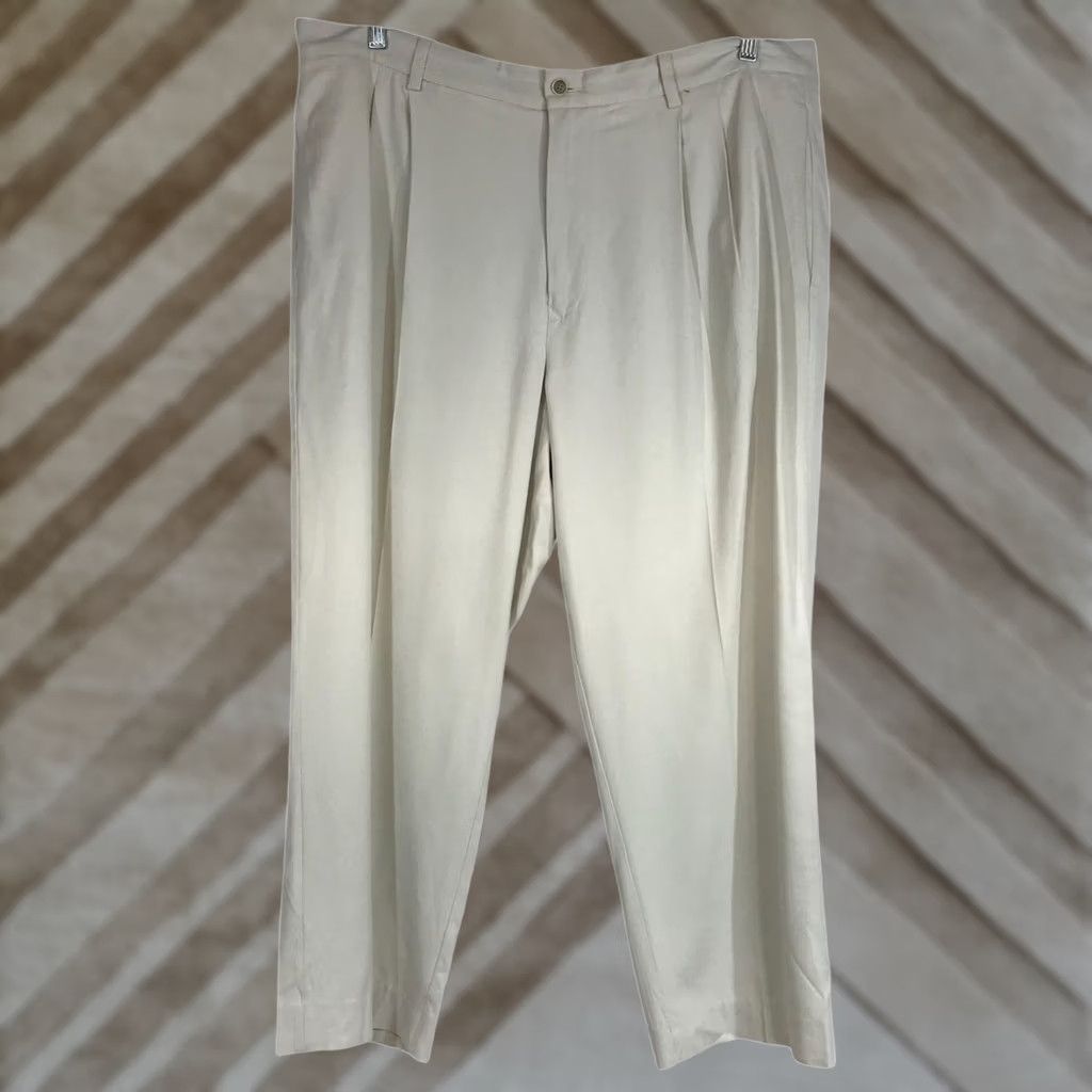 Tommy Bahama TOMMY BAHAMA Pants MEN Dress Pants Silk Beige 40x32 Regular Inseam 32 PLEATED Slacks Size US 40 / EU 56 - 1 Thumbnail