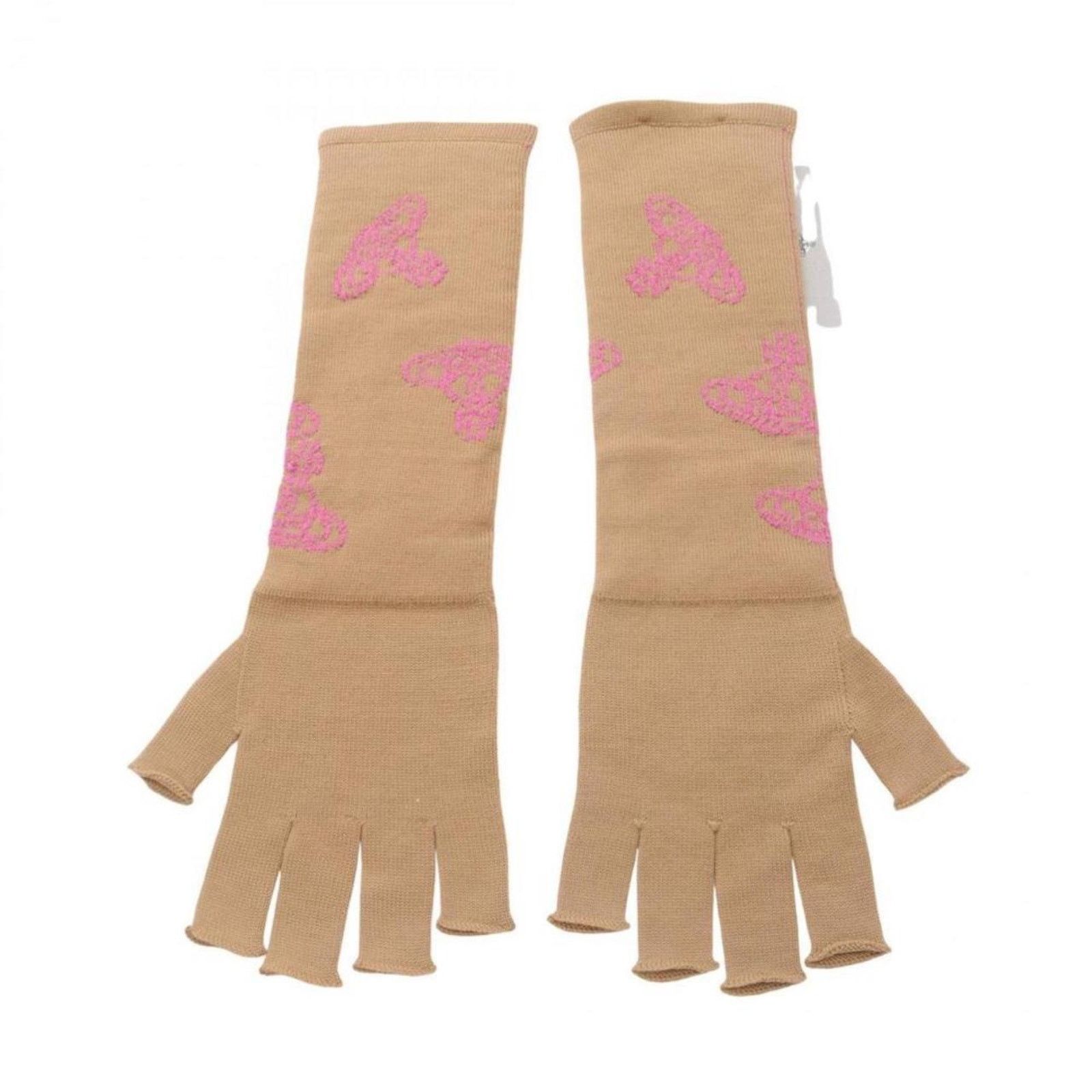 Vivienne Westwood RARE Vivienne Westwood Glam Tan Pink Fingerless Gloves L XL Size ONE SIZE - 3 Thumbnail