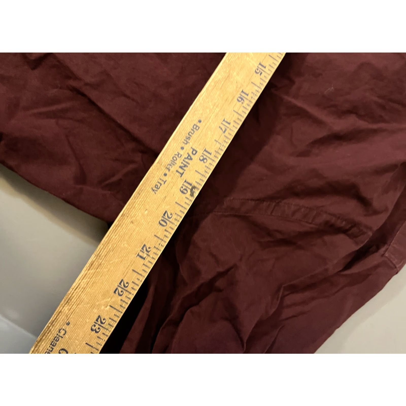 Express Express Dress Shirt Mens XL Burgundy Solid 100% Cotton Slim Button Collar Long Sleeve} Size 46R - 5 Thumbnail
