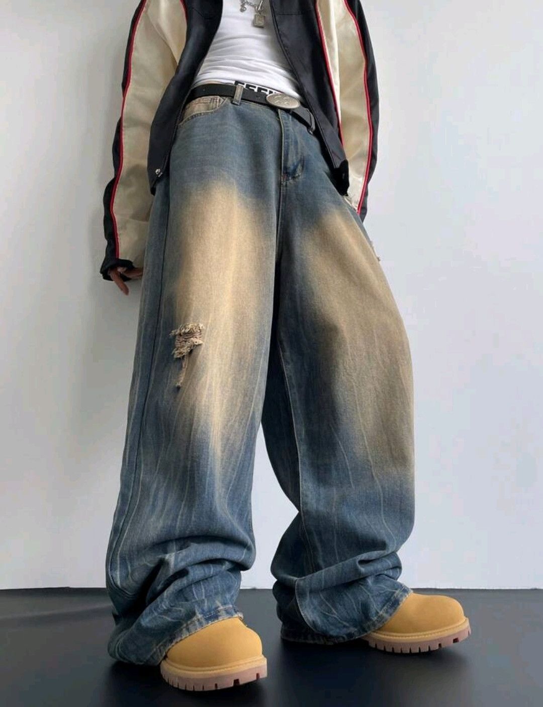 Vintage Retro Y2K 90s Baggy Wide Leg Jeans Striking Fade Size US 31 - 4 Thumbnail