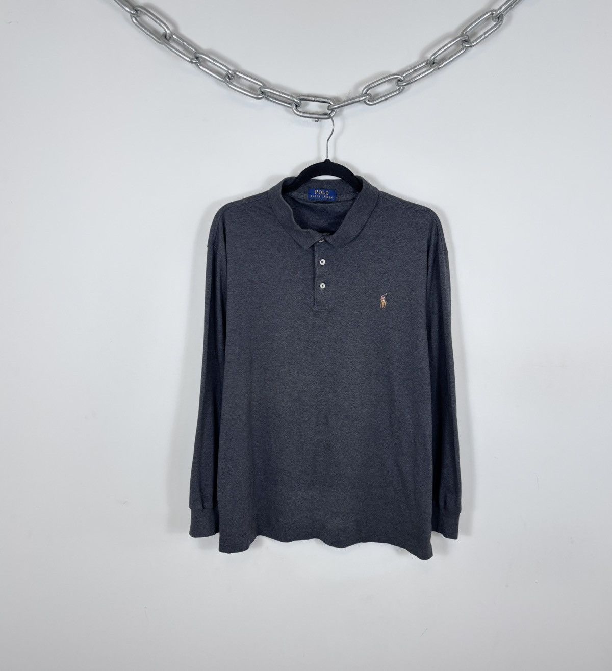 Polo Ralph Lauren Polo Ralph Lauren Men’s Slim Fit Grey Long Sleeve Polo Shirt Size US XL / EU 56 / 4 - 1 Thumbnail