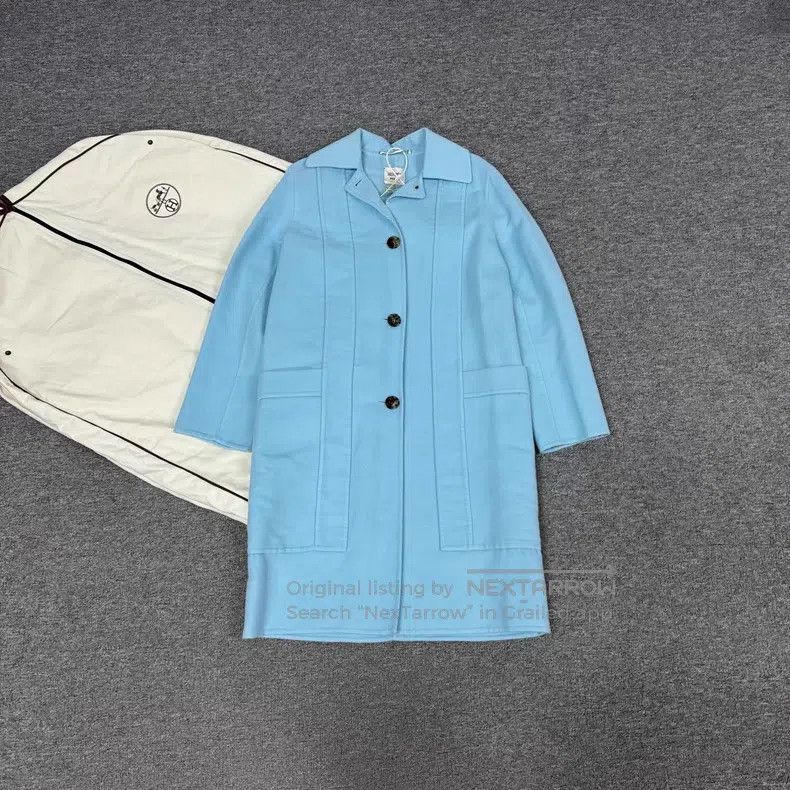 Hermes Hermes Baby Blue Cashmere Coat Size XXS / US 00 / IT 34 - 1 Thumbnail
