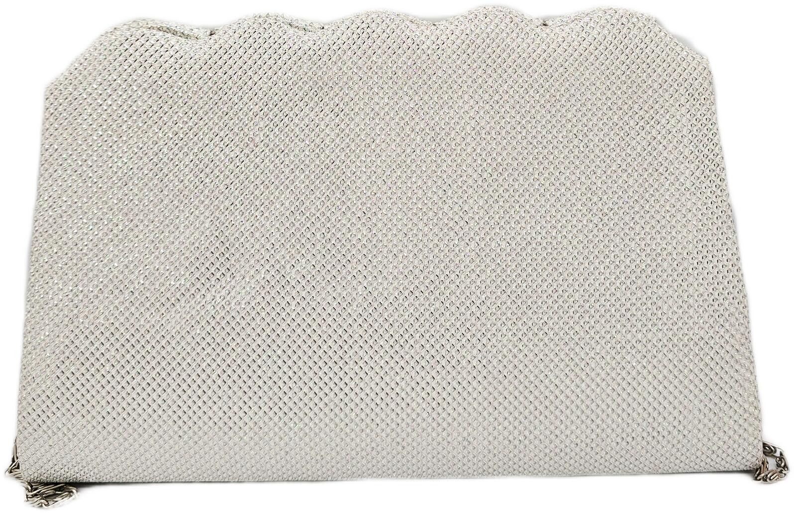 Unknown London Elegant White and Silver Evening Clutch Bag with Chain Strap Size ONE SIZE - 2 Thumbnail