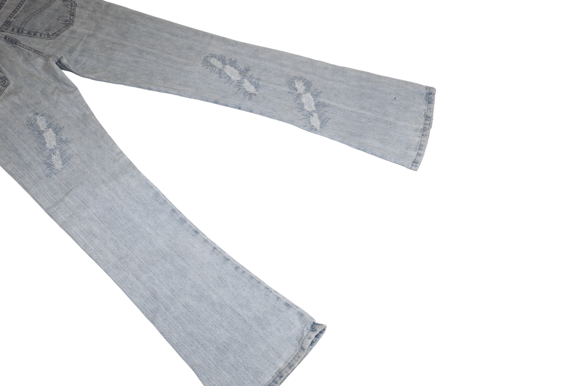 Emmanuelle Khanh 80's Emmanuel Schivili Faded Stitched Blue Straight Jeans Size US 27 - 11 Thumbnail