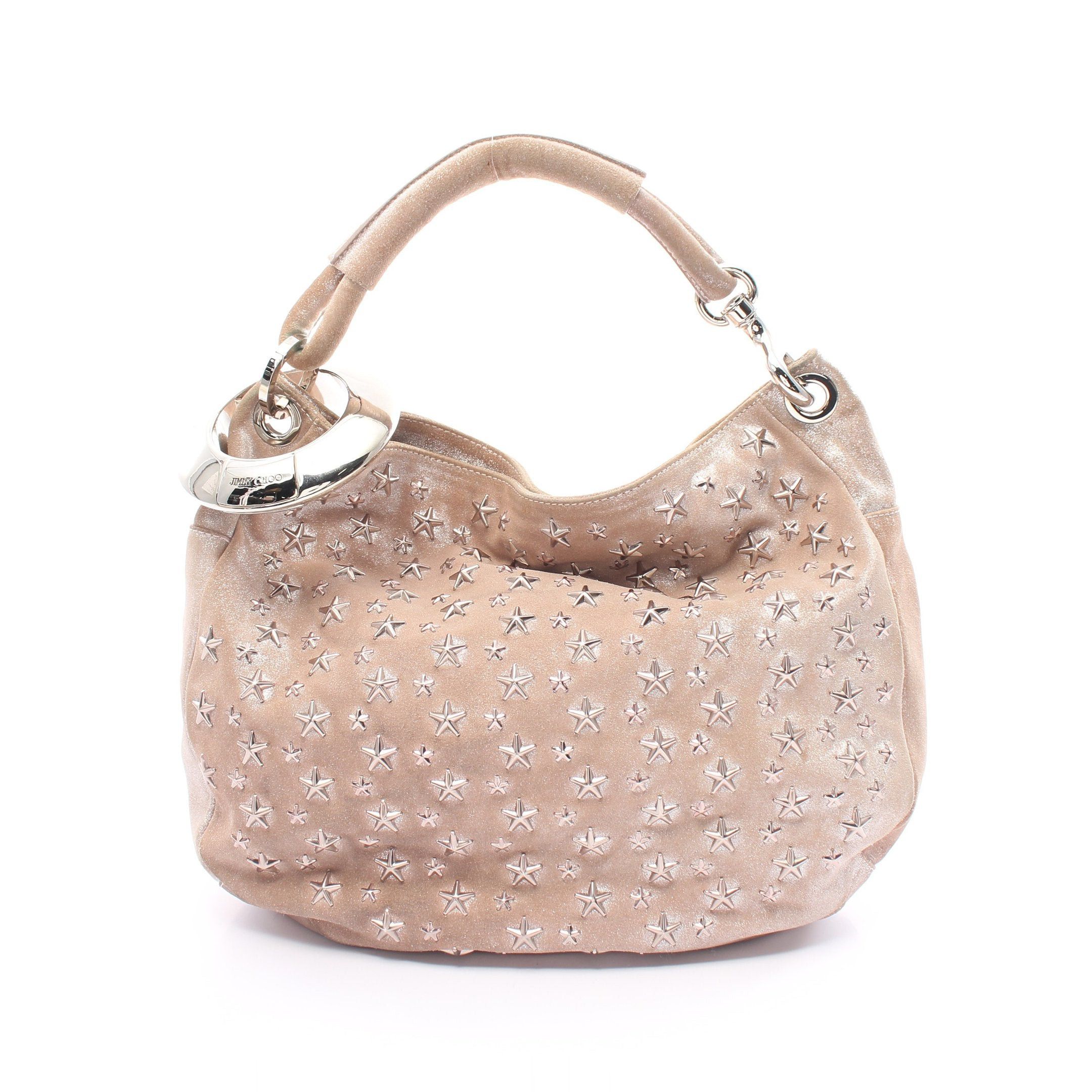 Jimmy Choo Sky Bag One Shoulder Suede Pink Beige Star Studs