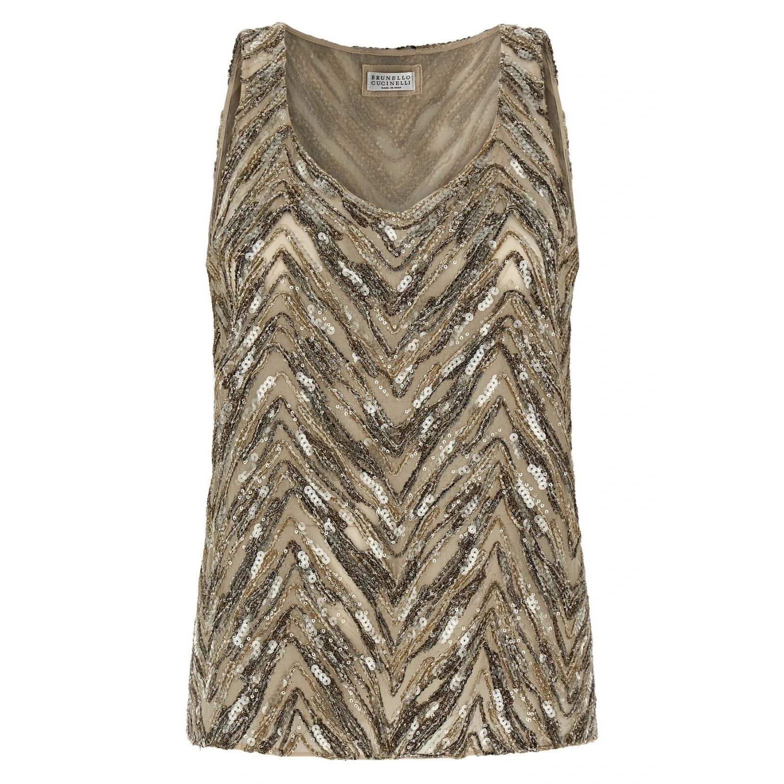 Brunello Cucinelli BRUNELLO CUCINELLI $4550 Beige Dazzling Top New & Authentic Size XS / US 0-2 / IT 36-38 - 1 Thumbnail