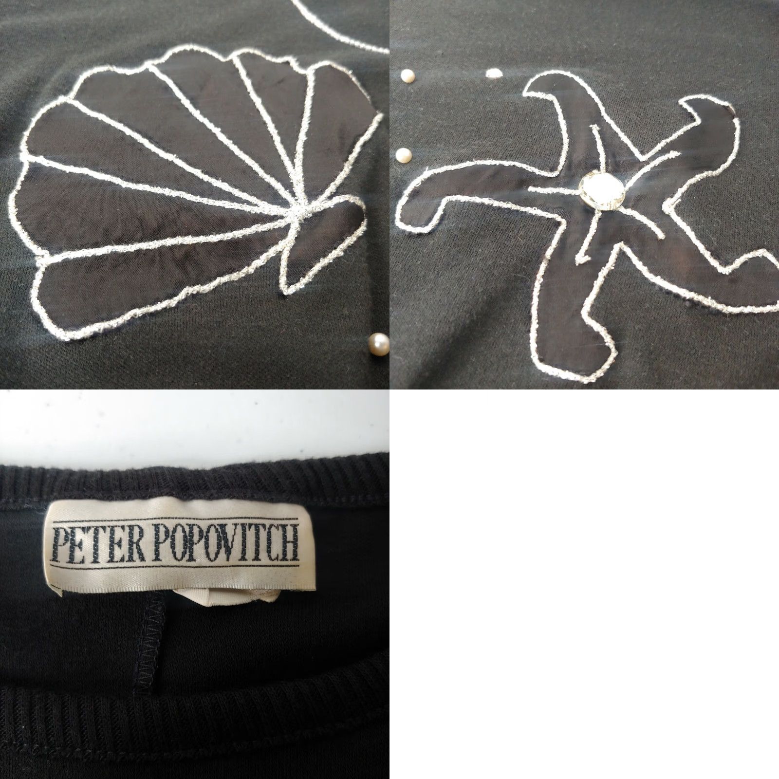 Vintage VINTAGE Peter Popovich Shirt Medium Black Silver Bead Sea Shell Beach Coastal 80s Womens Pullover Knit 3/4 Sleeve Slim Size M / US 6-8 / IT 42-44 - 8 Thumbnail