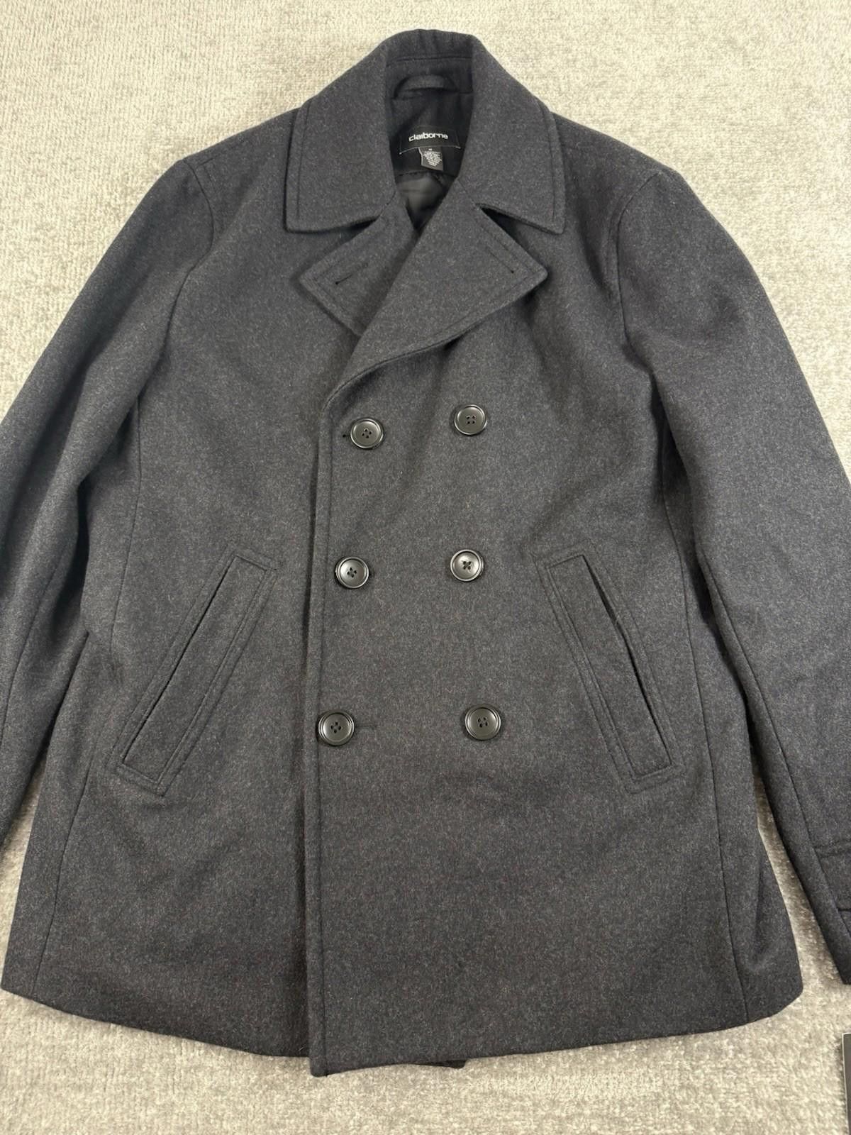 LIZ CLAIBORNE Men's Mid Length Wool Pea Coat Jacket Medium