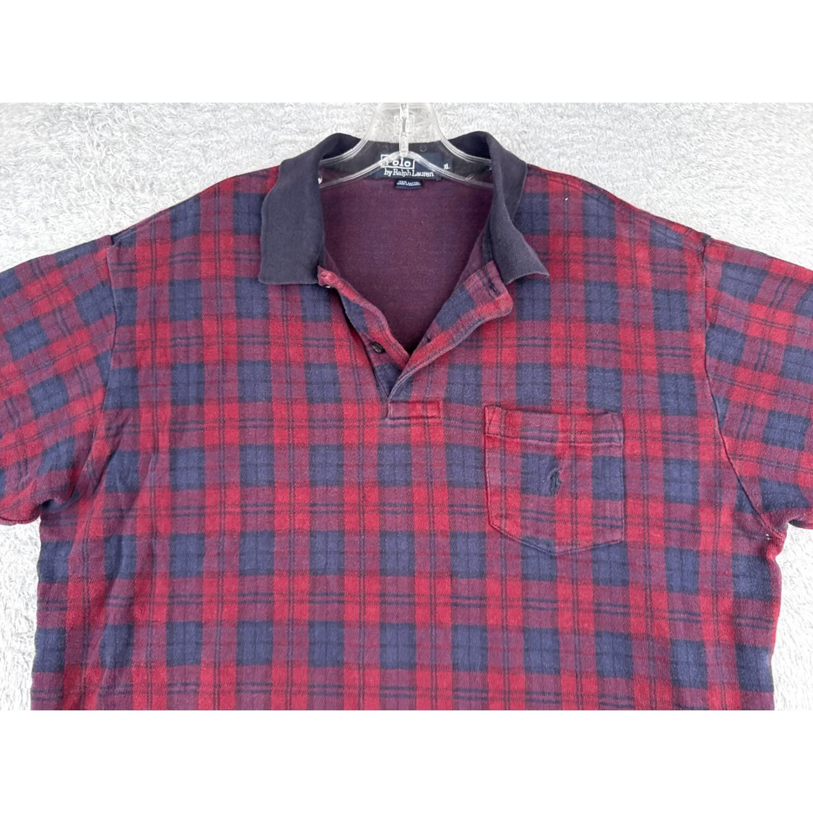 Ralph Lauren VINTAGE Ralph Lauren Polo Shirt Men XL Red Plaid 100% Cotton Button Collar Short Sleeve Golf Driving Outdoors Casual Vintage 70s Mens Size US XL / EU 56 / 4 - 4 Thumbnail