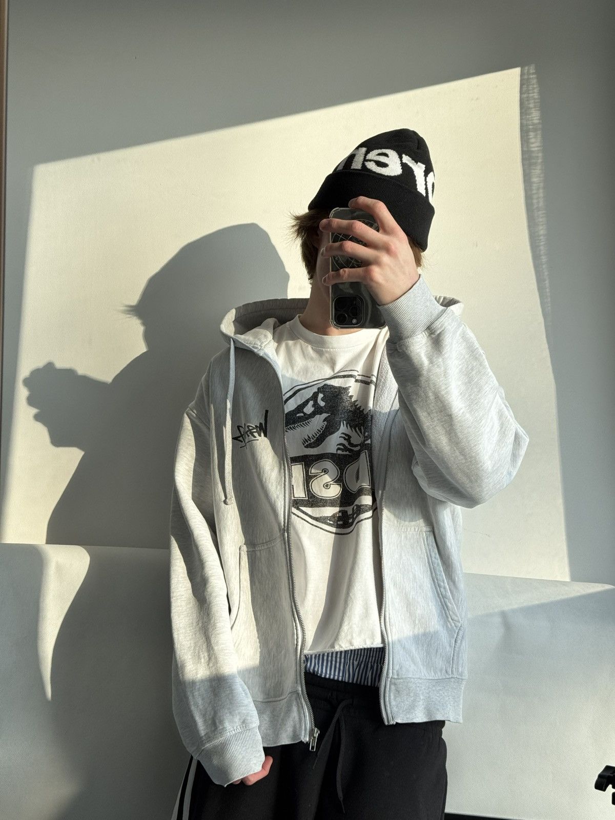 Stussy STUSSY Zip Up Reverse LOGO OVERSIZE Zip Up Gray HOODIE Size US XL / EU 56 / 4 - 18 Thumbnail