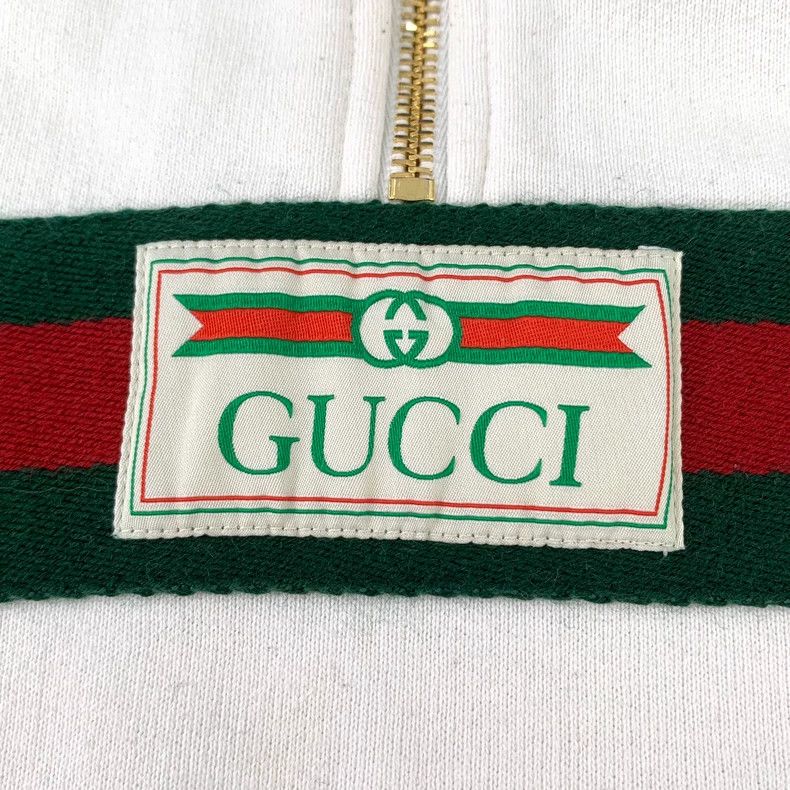 Gucci Gucci White webbing hooded drawstring semi-zipper sweatshir Size US XXL / EU 58 / 5 - 5 Thumbnail