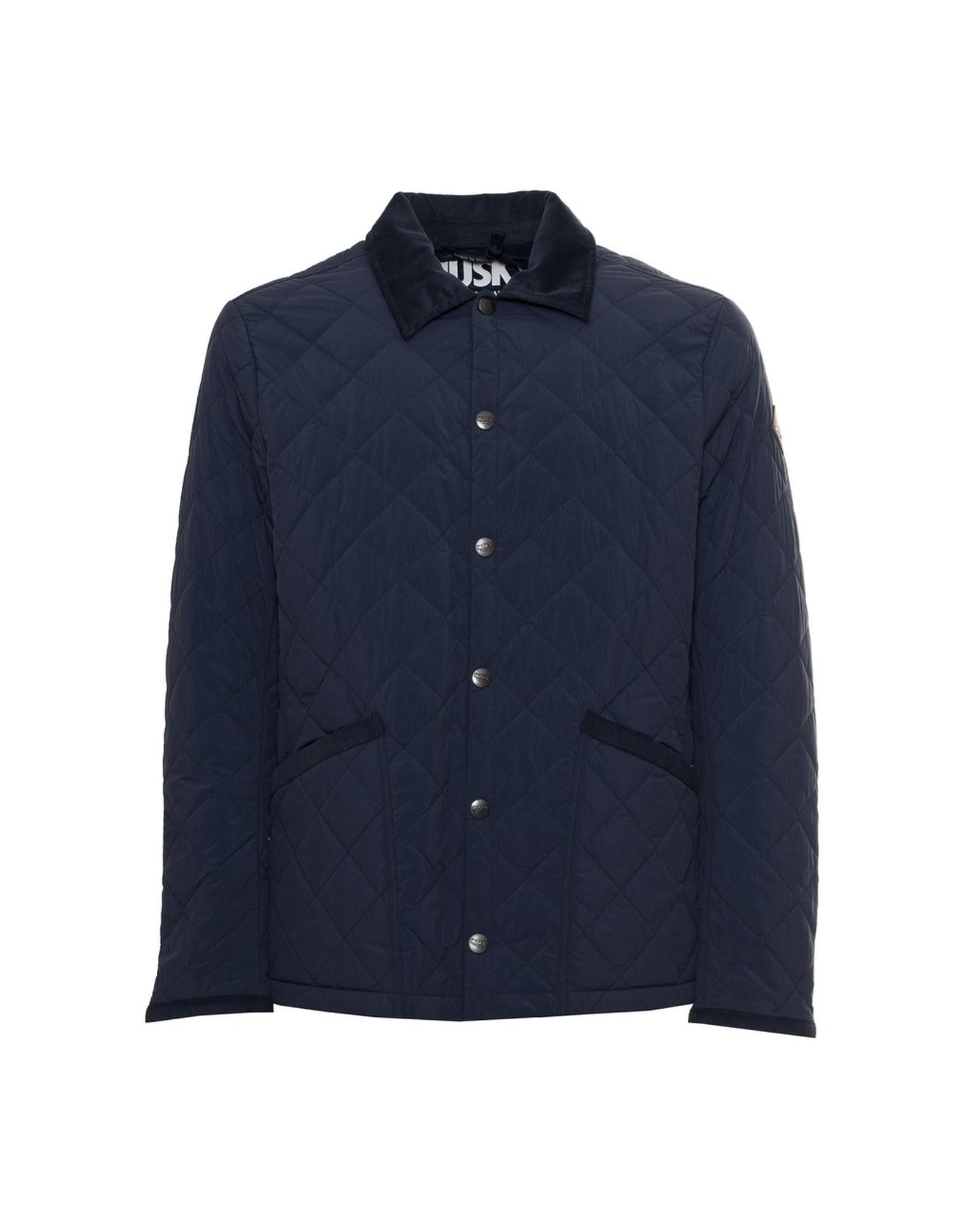 image of Husky Cotton Bomber Jacket With Automatic Buttons in Blue, Men's (Size Small)