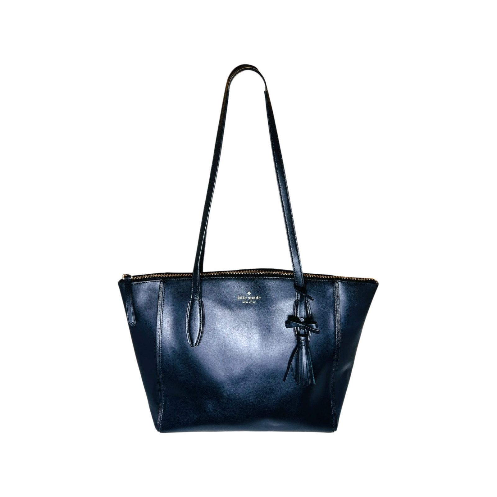 Kate Spade Kate Spade Kali Large Black Leather Tote Bow Tassel Work Bag Size ONE SIZE - 1 Thumbnail