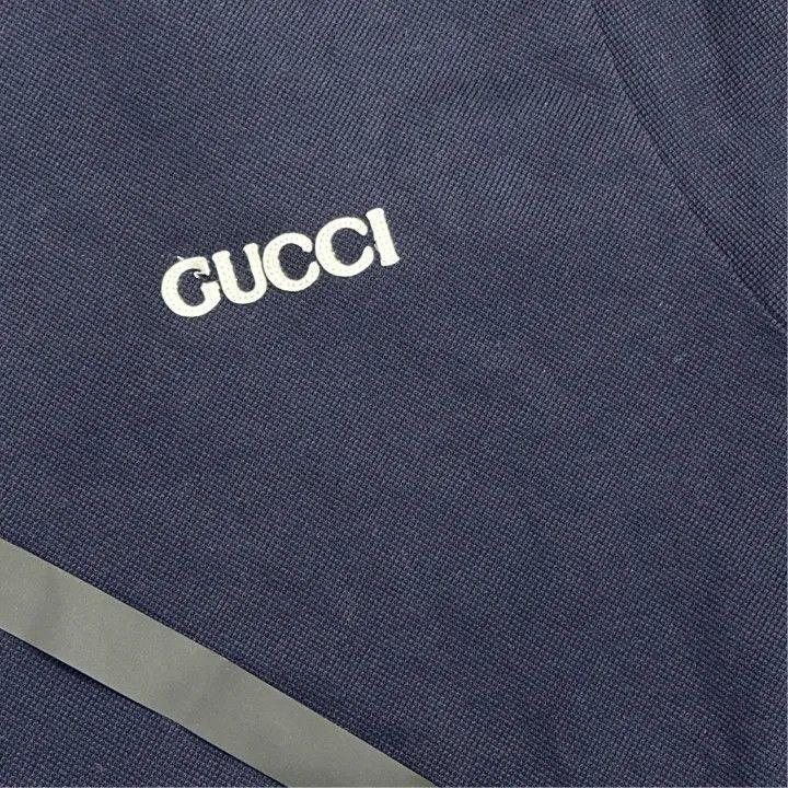 Gucci Gucci Gucci Logo Striped Navy Blue Polo Shirt -2506 Size US XL / EU 56 / 4 - 7 Thumbnail