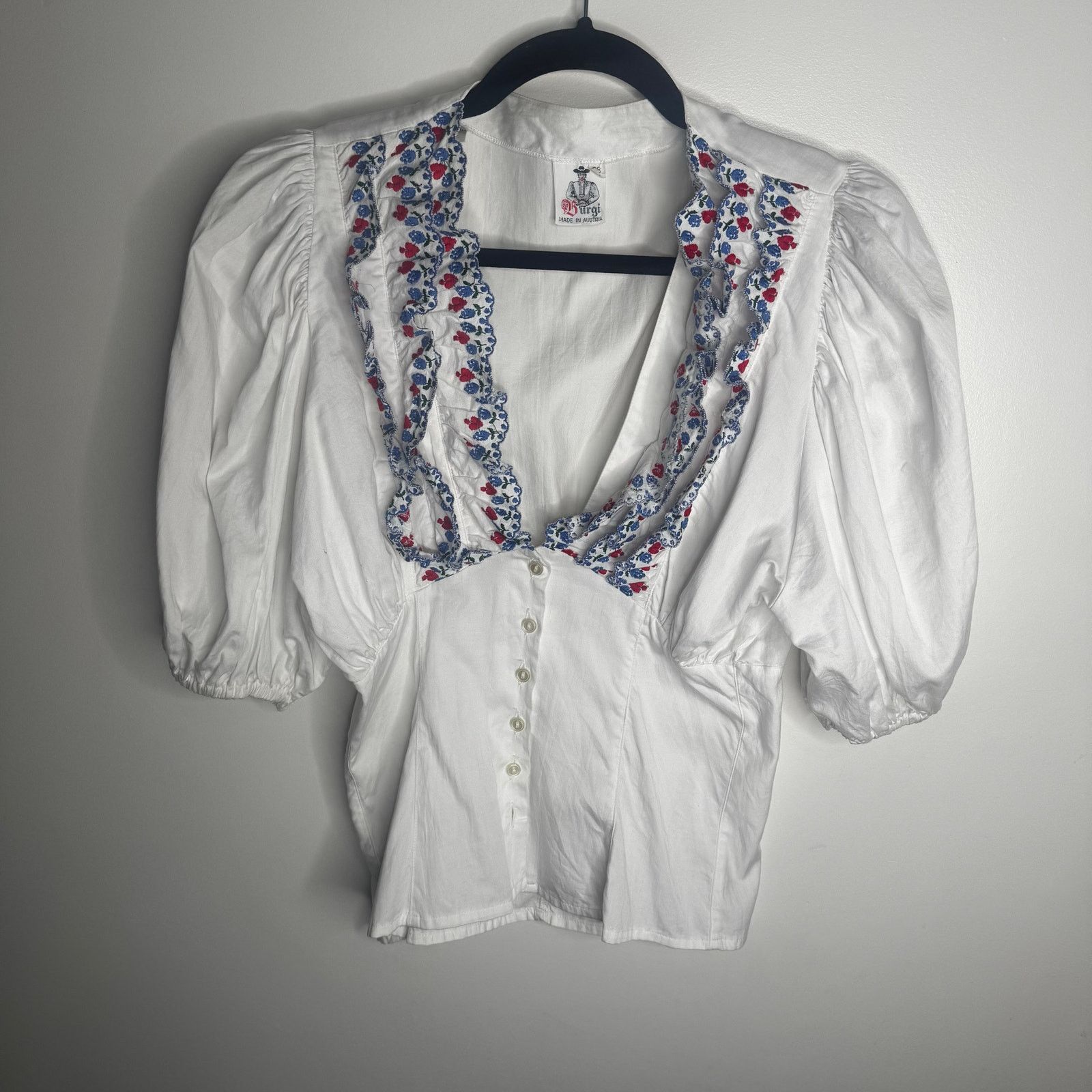Vintage Vintage CottageCore Cotton Puff Sleeve White Blouse Size S / US 4 / IT 40 - 3 Thumbnail