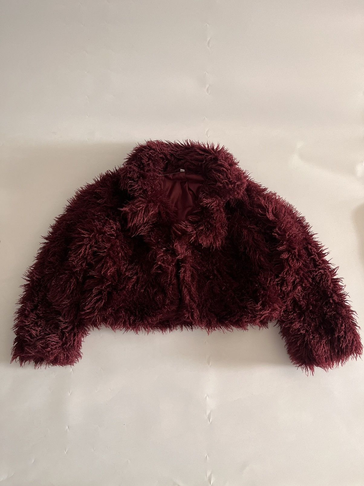 Other Short Fluffy Coat Long Sleeve Warm Coat Burgundy Size M / US 6-8 / IT 42-44 - 1 Thumbnail